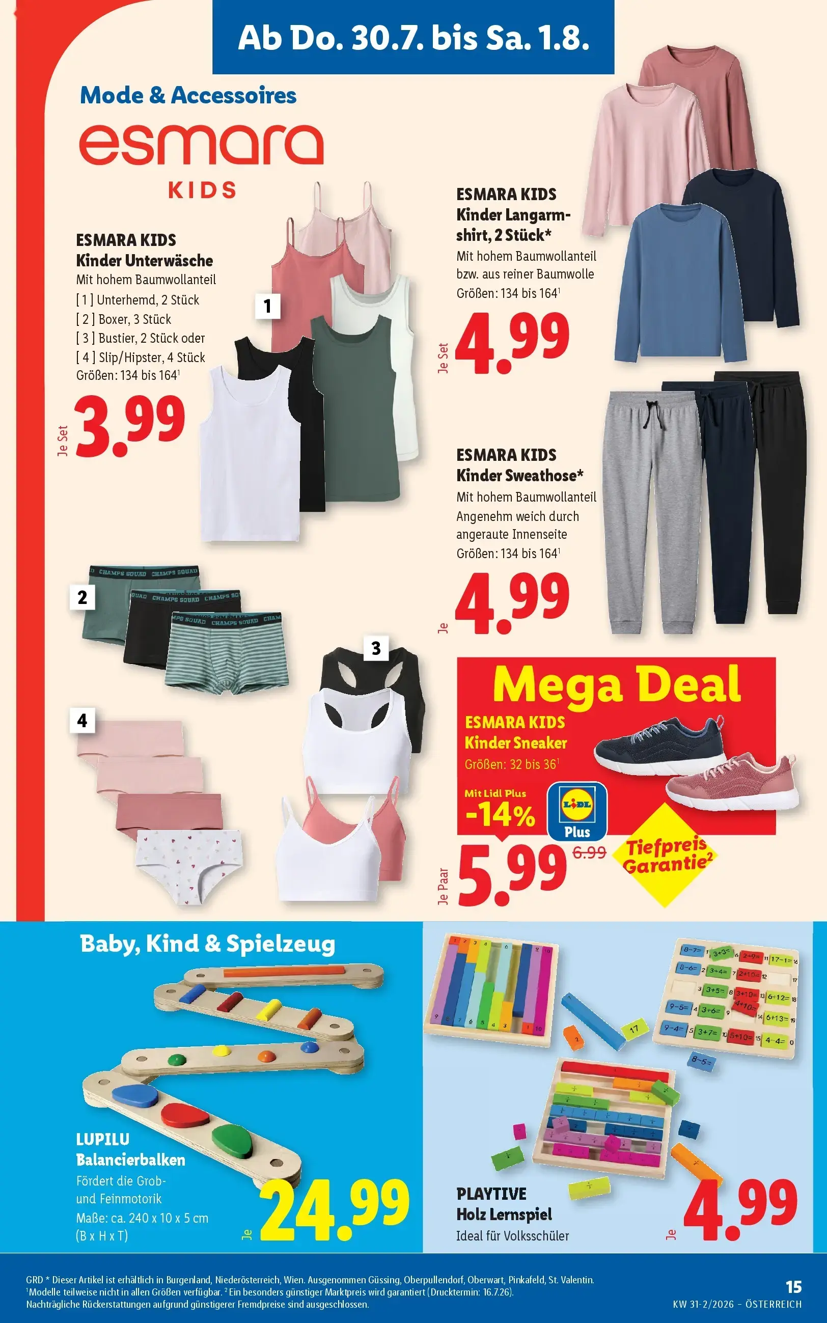 Lidl Prospekt, Seite 17 von 51 — ESMARA KIDS Kinder Sneaker, ESMARA KIDS Kinder Unterwäsche, ESMARA KIDS Kinder Langarmshirt