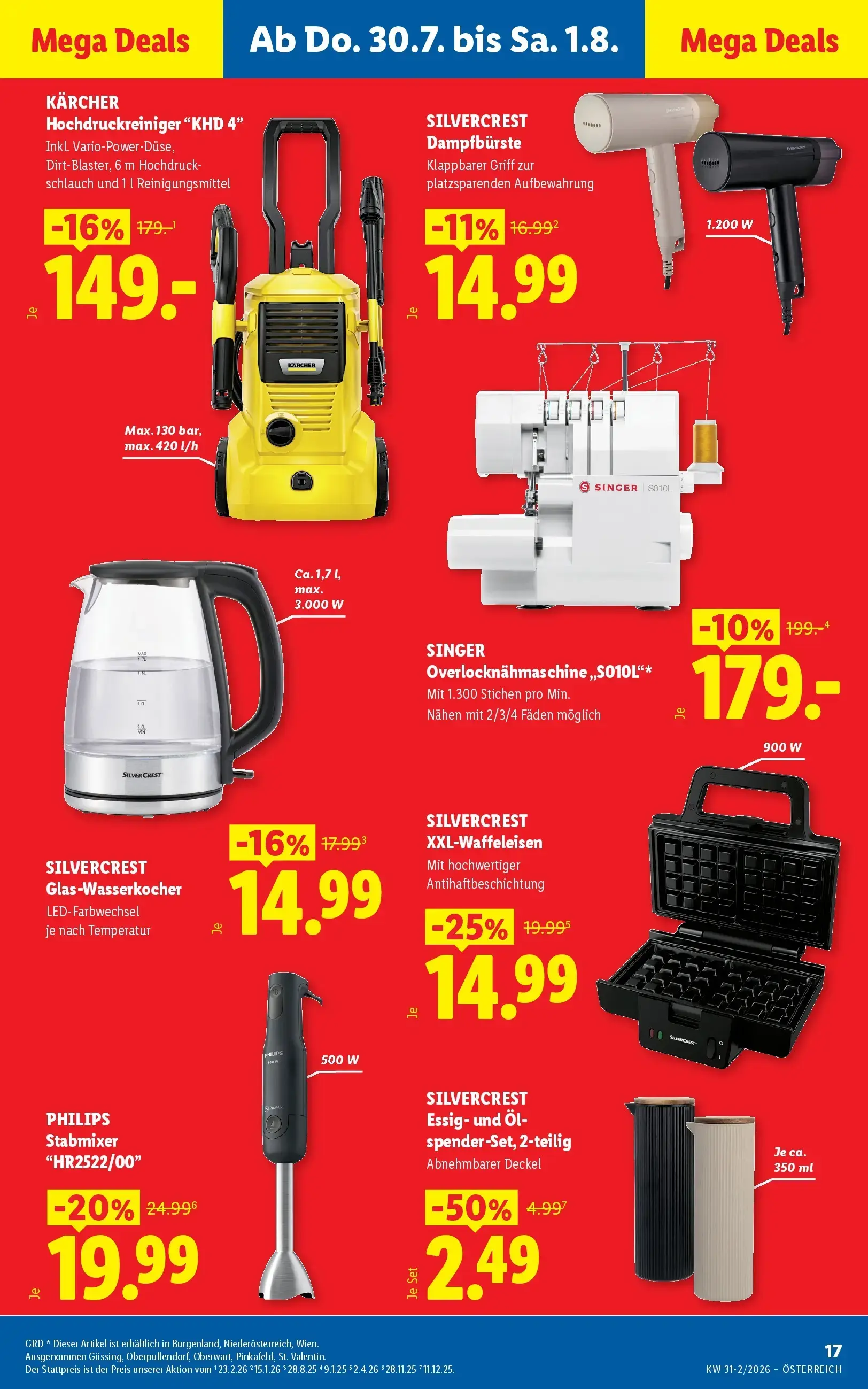 Lidl Prospekt, Seite 21 von 51 — KÄRCHER Hochdruckreiniger "KHD 4", SINGER Overlocknähmaschine „S010L“, SILVERCREST XXL-Waff…