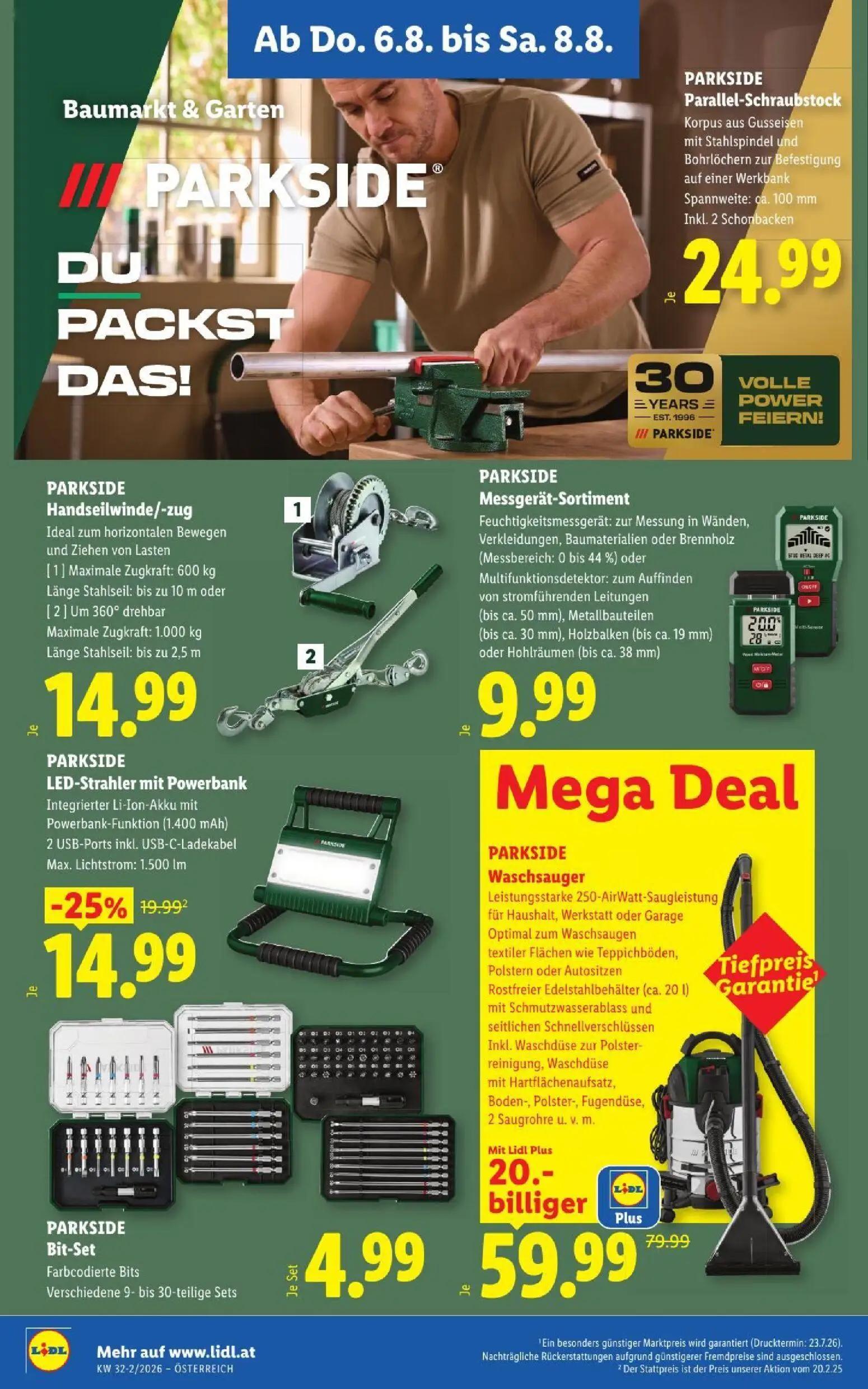 Lidl Prospekt, Seite 24 von 52 — PARKSIDE Waschsauger, PARKSIDE LED-Strahler mit Powerbank, PARKSIDE Parallel-Schraubstock