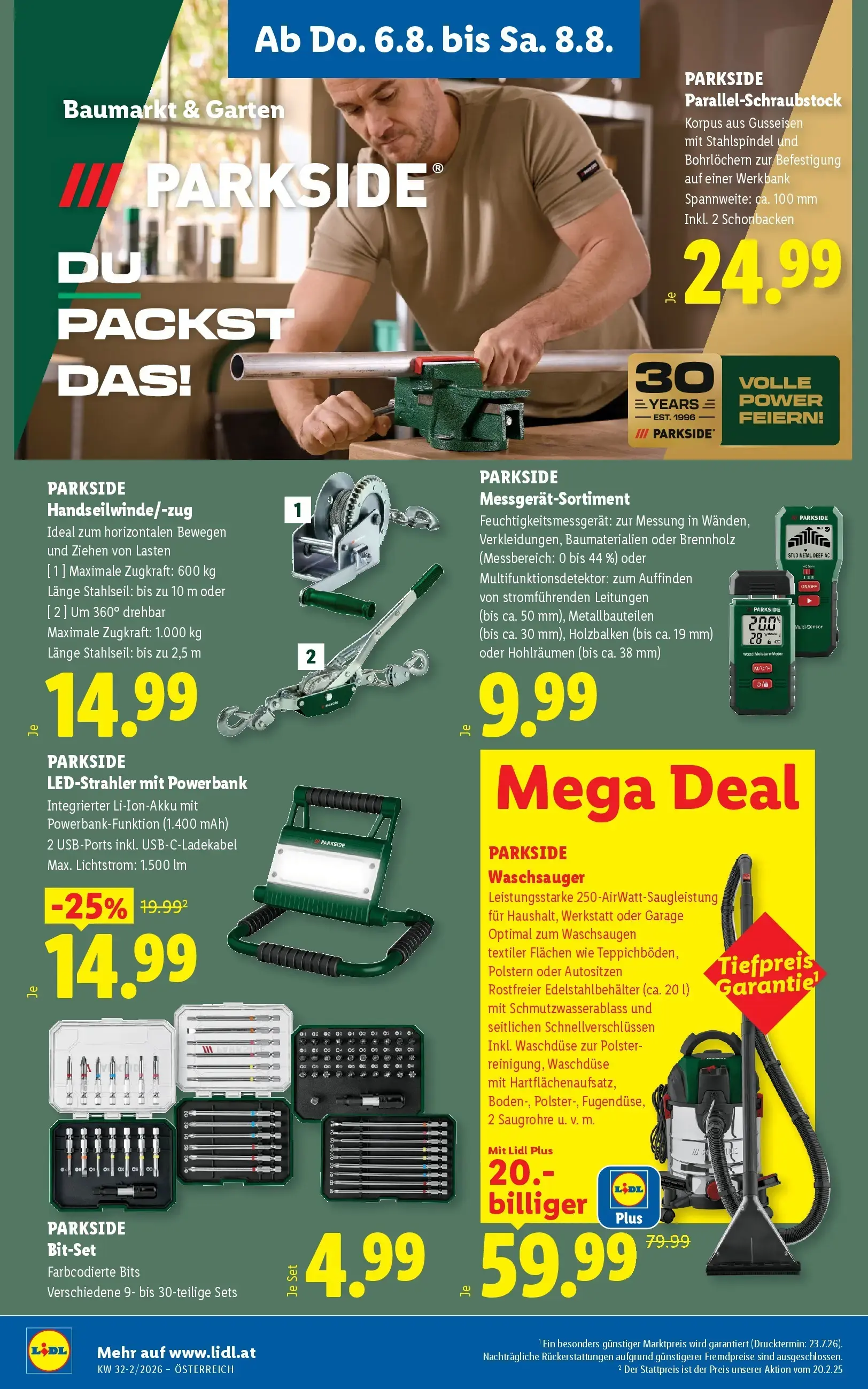Lidl Prospekt, Seite 23 von 49 — PARKSIDE Waschsauger, PARKSIDE LED-Strahler mit Powerbank, PARKSIDE Parallel-Schraubstock