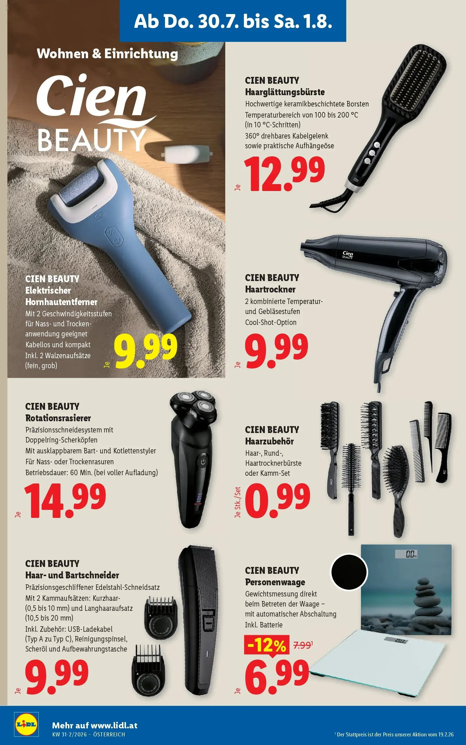 Lidl Prospekt, Seite 24 von 51 — CIEN BEAUTY Personenwaage, CIEN BEAUTY Haarglättungsbürste, CIEN BEAUTY Elektrischer Hornha…