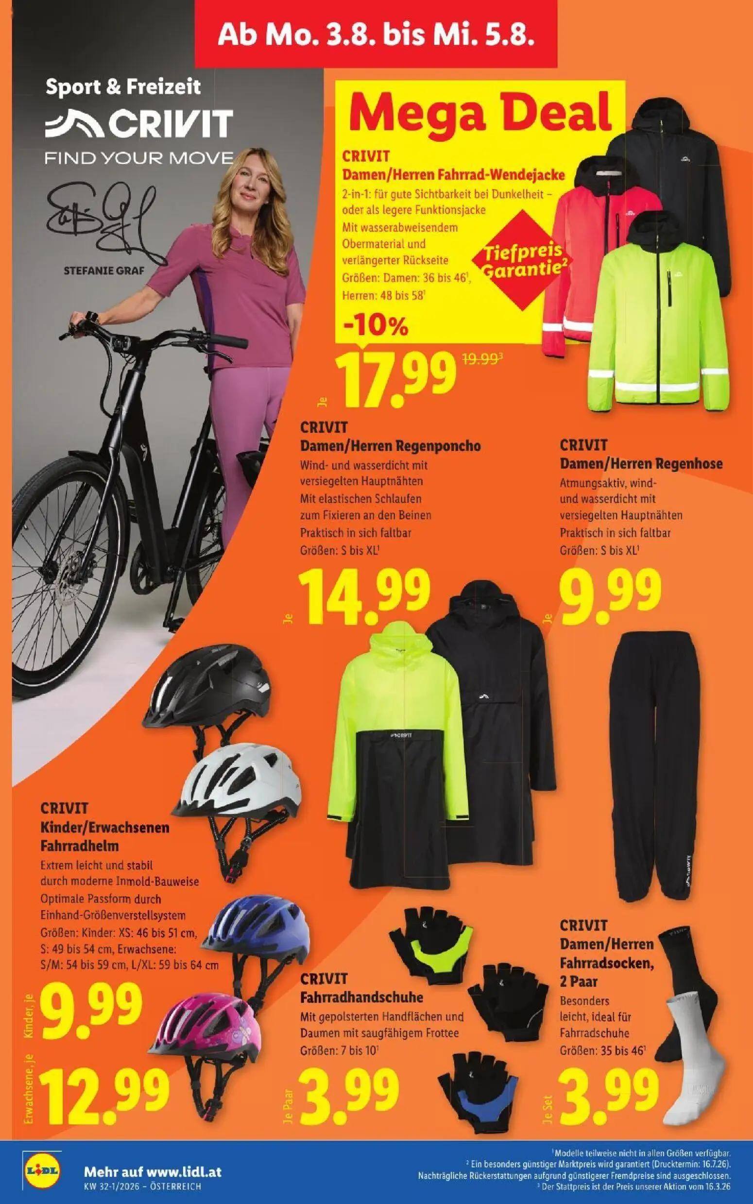 Lidl Prospekt, Seite 33 von 52 — Kinder/Erwachsenen Fahrradhelm, Damen/Herren Fahrrad-Wendejacke, Damen/Herren Regenponcho