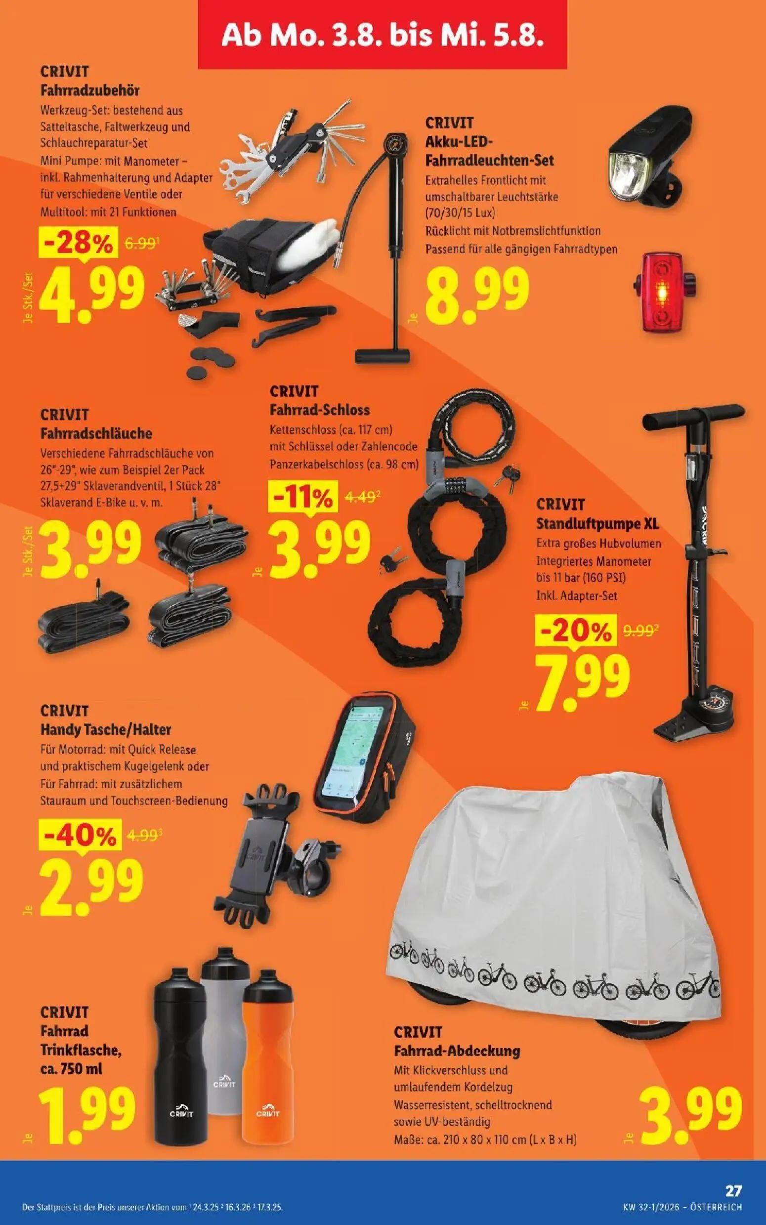 Lidl Prospekt, Seite 34 von 52 — Fahrradzubehör, Akku-LED-Fahrradleuchten-Set, Fahrradschläuche