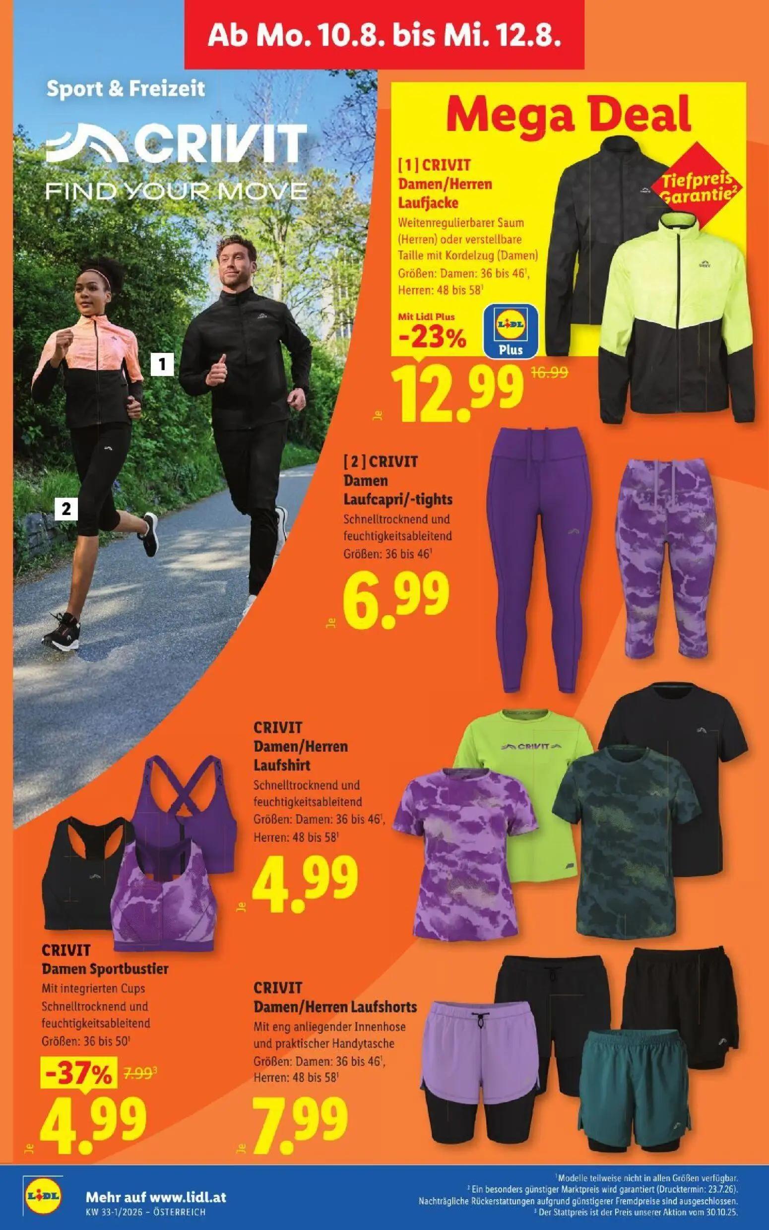 Lidl Prospekt, Seite 35 von 52 — CRIVIT Damen/Herren Laufjacke, CRIVIT Damen Sportbustier, CRIVIT Damen Laufcapri/-tights