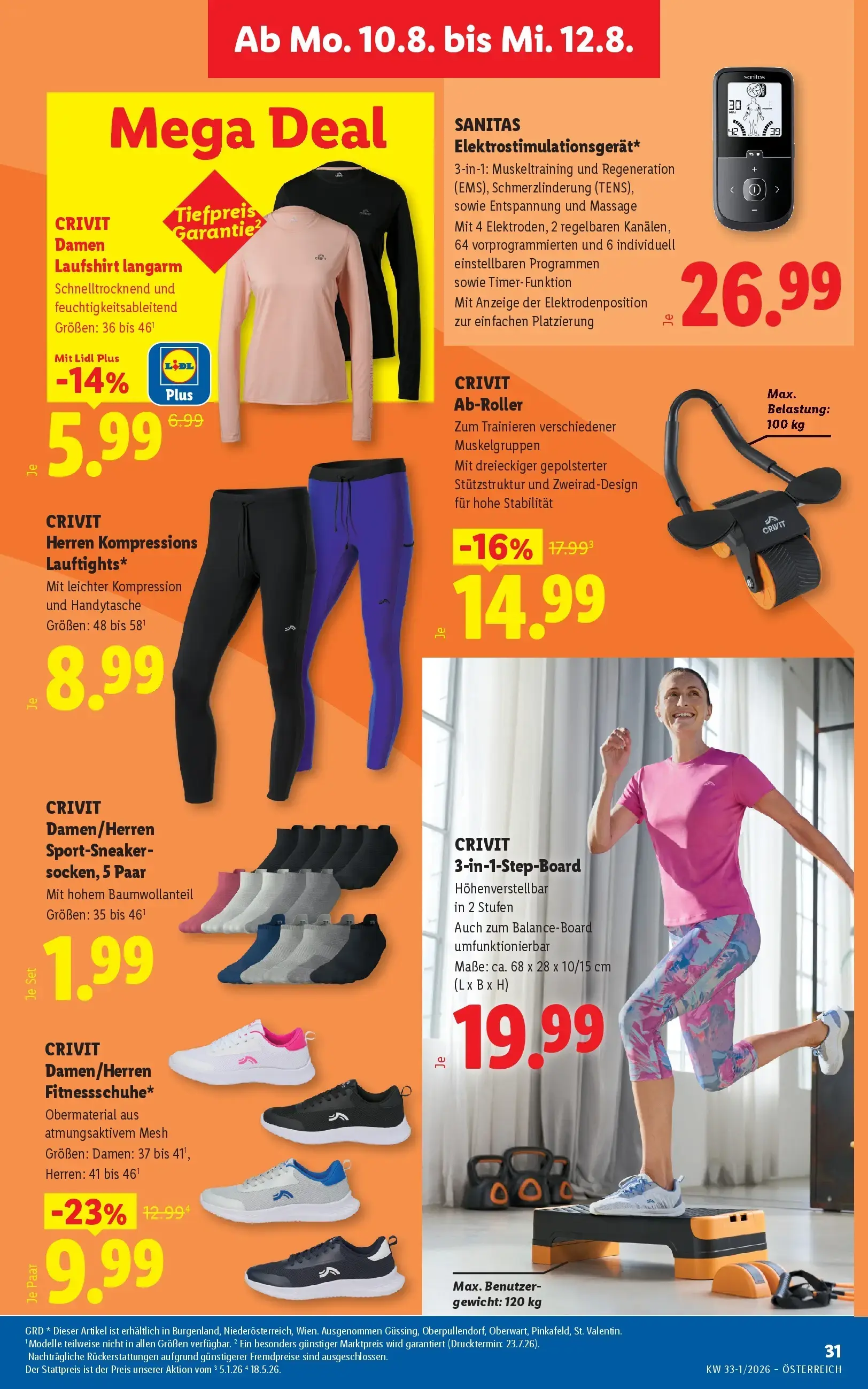 Lidl Prospekt, Seite 35 von 49 — CRIVIT Ab-Roller, CRIVIT Damen/Herren Fitnessschuhe, CRIVIT Damen Laufshirt langarm