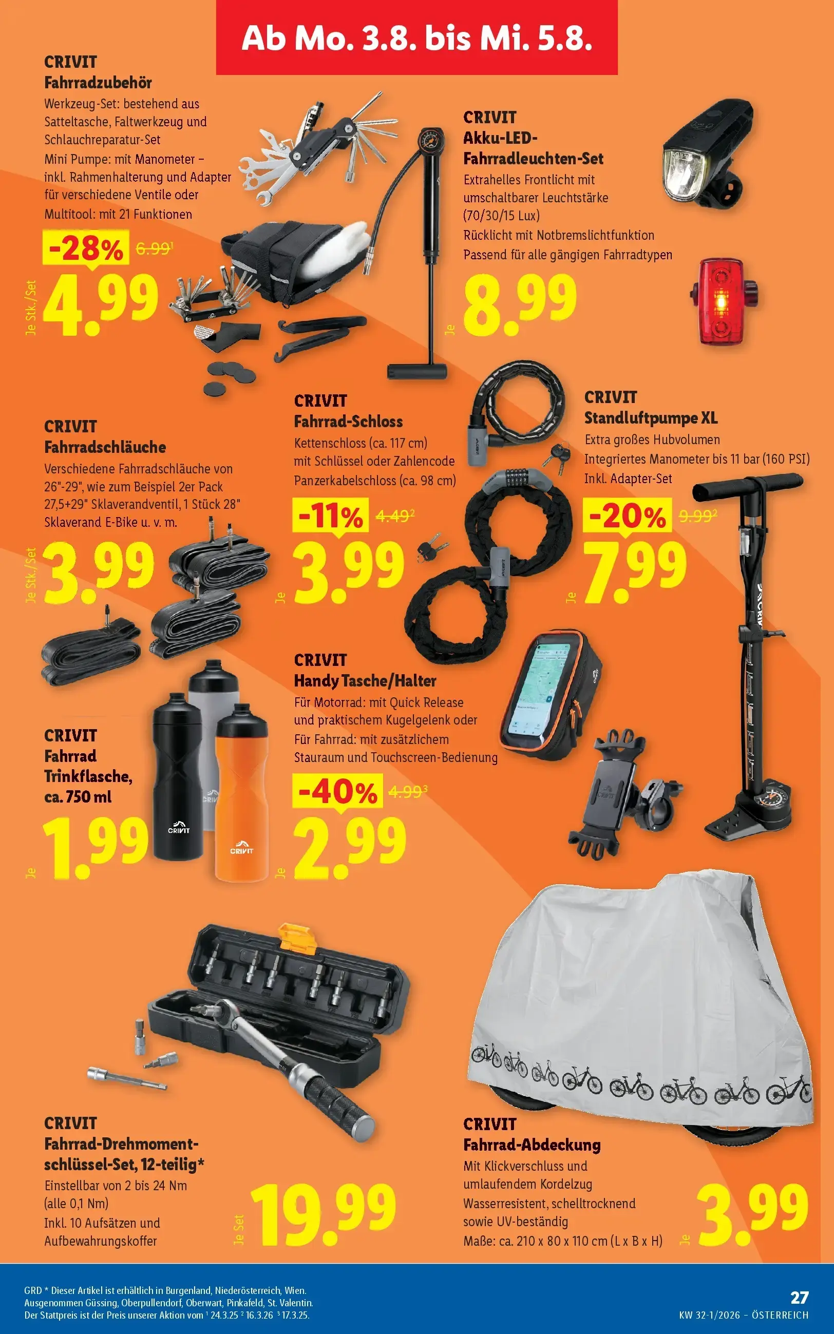 Lidl Prospekt, Seite 34 von 51 — CRIVIT Fahrradzubehör, CRIVIT Standluftpumpe XL, CRIVIT Handy Tasche/Halter