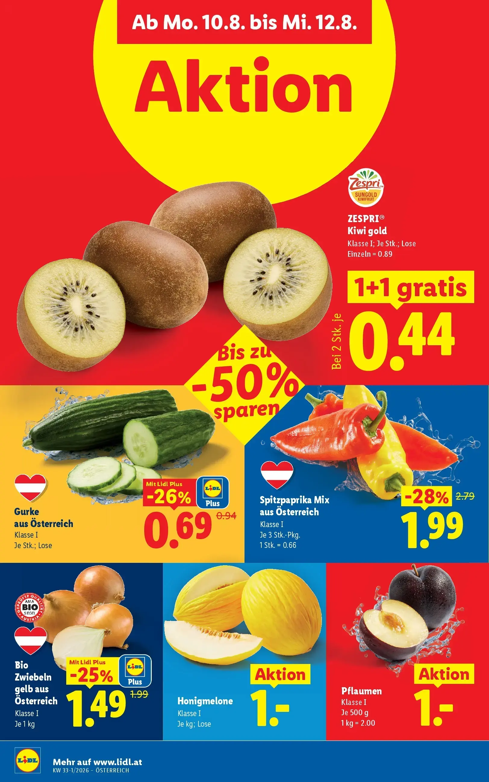 Lidl Prospekt, Seite 39 von 49 — Spitzpaprika Mix, Bio Zwiebeln gelb, ZESPRI® Kiwi gold