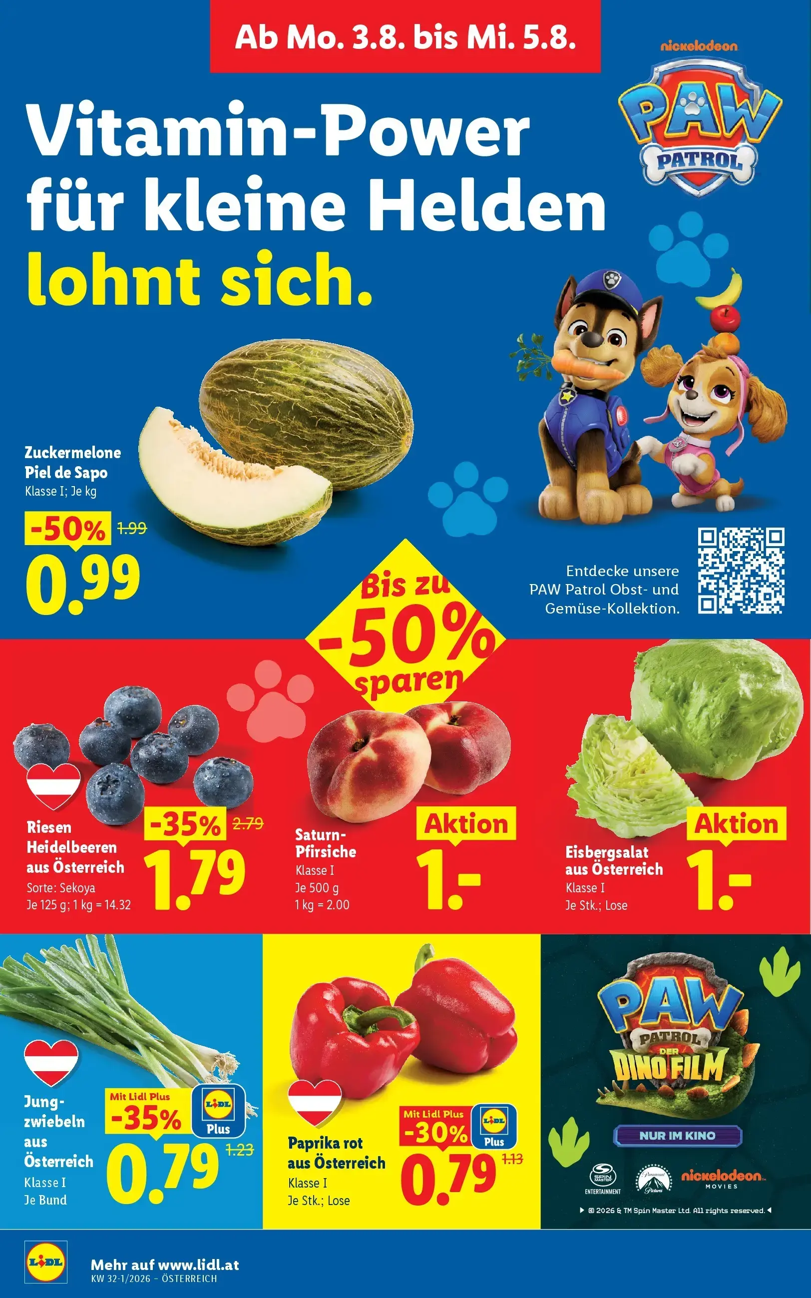 Lidl Prospekt, Seite 38 von 51 — Zuckermelone Piel de Sapo, Riesen Heidelbeeren aus Österreich, Jung- zwiebeln aus Österreich