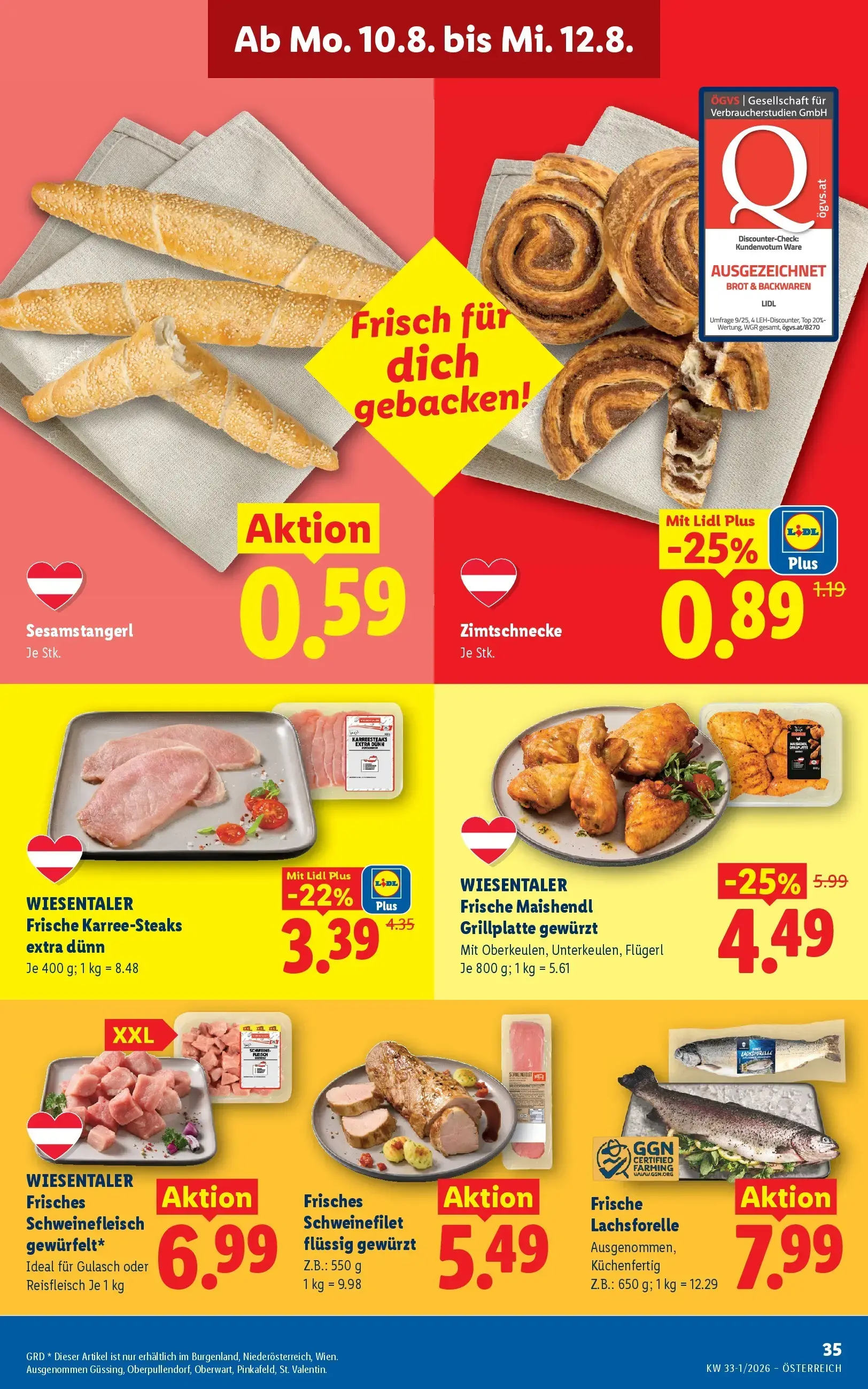 Lidl Prospekt, Seite 40 von 49 — WIESENTALER Frische Maishendl Grillplatte gewürzt, WIESENTALER Frische Karree-Steaks extra …
