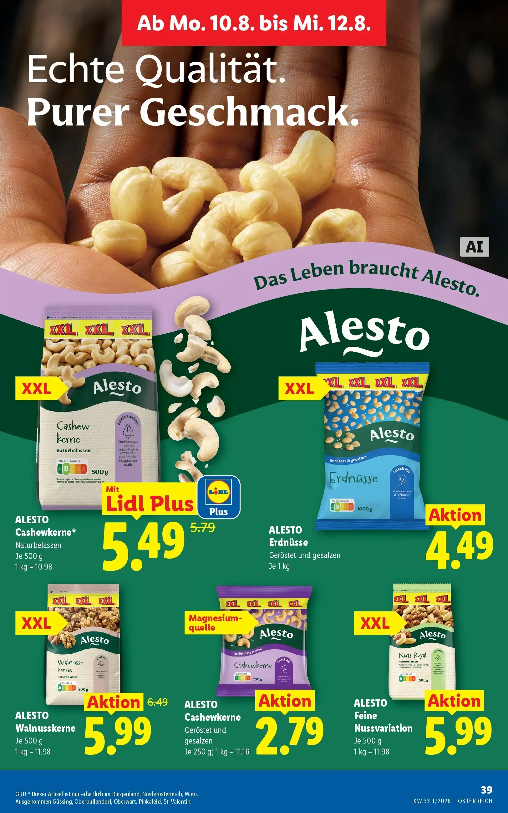 Lidl Prospekt, Seite 44 von 49 — ALESTO Walnusskerne, ALESTO Cashewkerne, ALESTO Erdnüsse