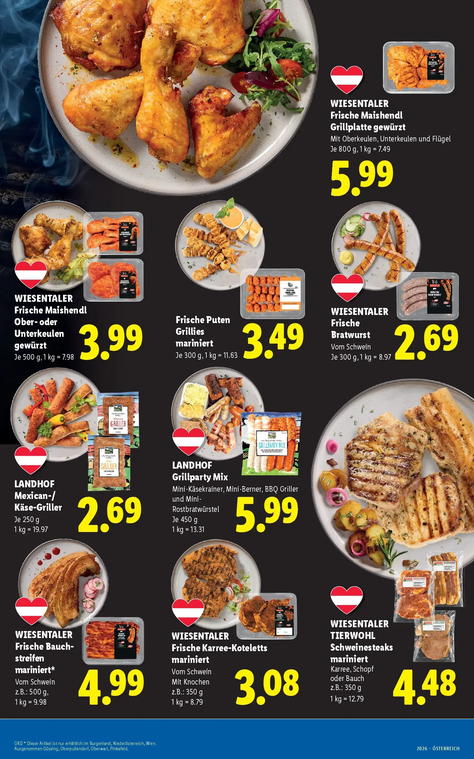 Lidl Prospekt, Seite 45 von 51 — Frische Maishendl Grillplatte gewürzt, Frische Maishendl Ober- oder Unterkeulen gewürzt, Fr…