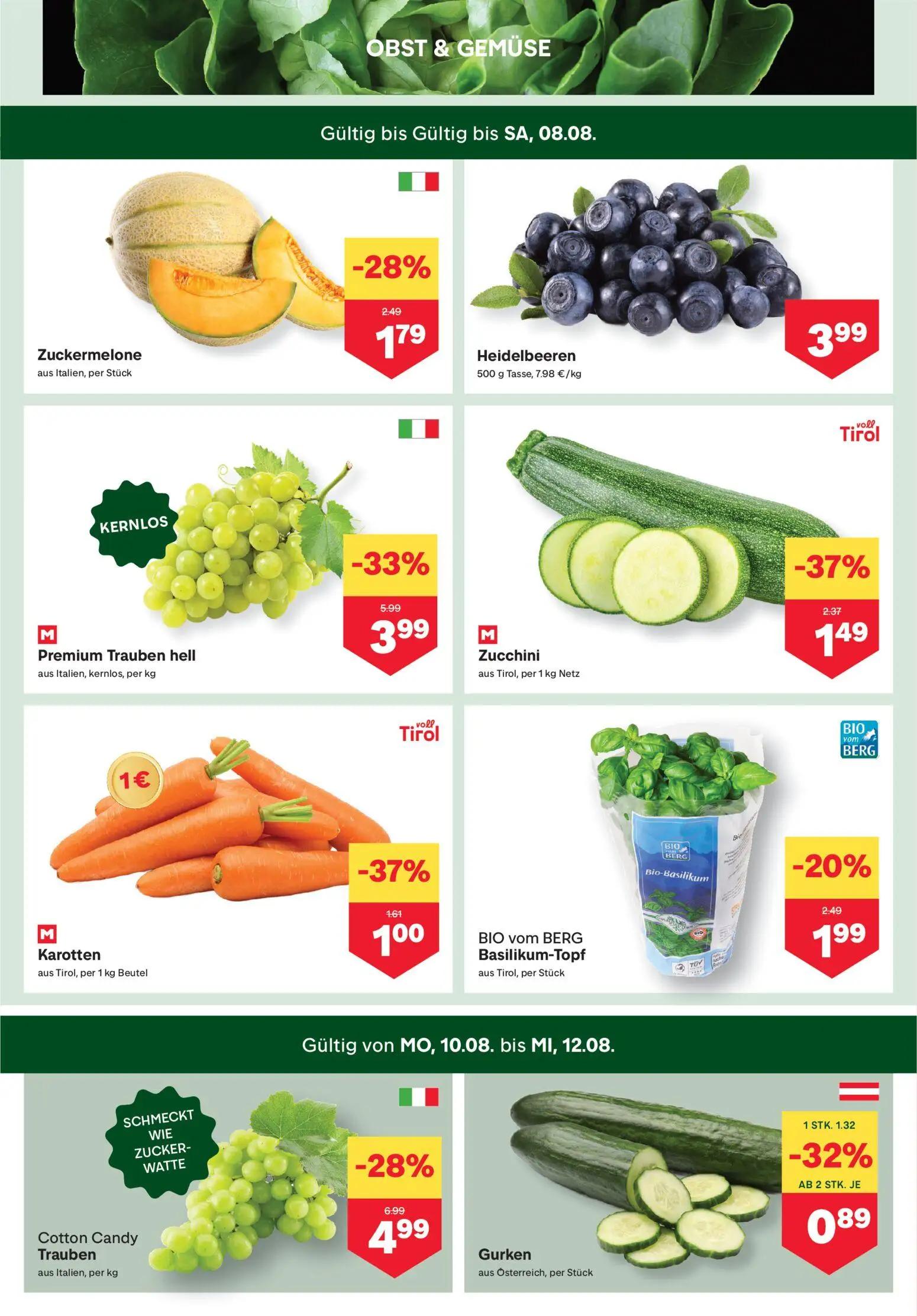 MPREIS Prospekt, Seite 2 von 15 — Premium Trauben hell, Cotton Candy Trauben, Zucchini