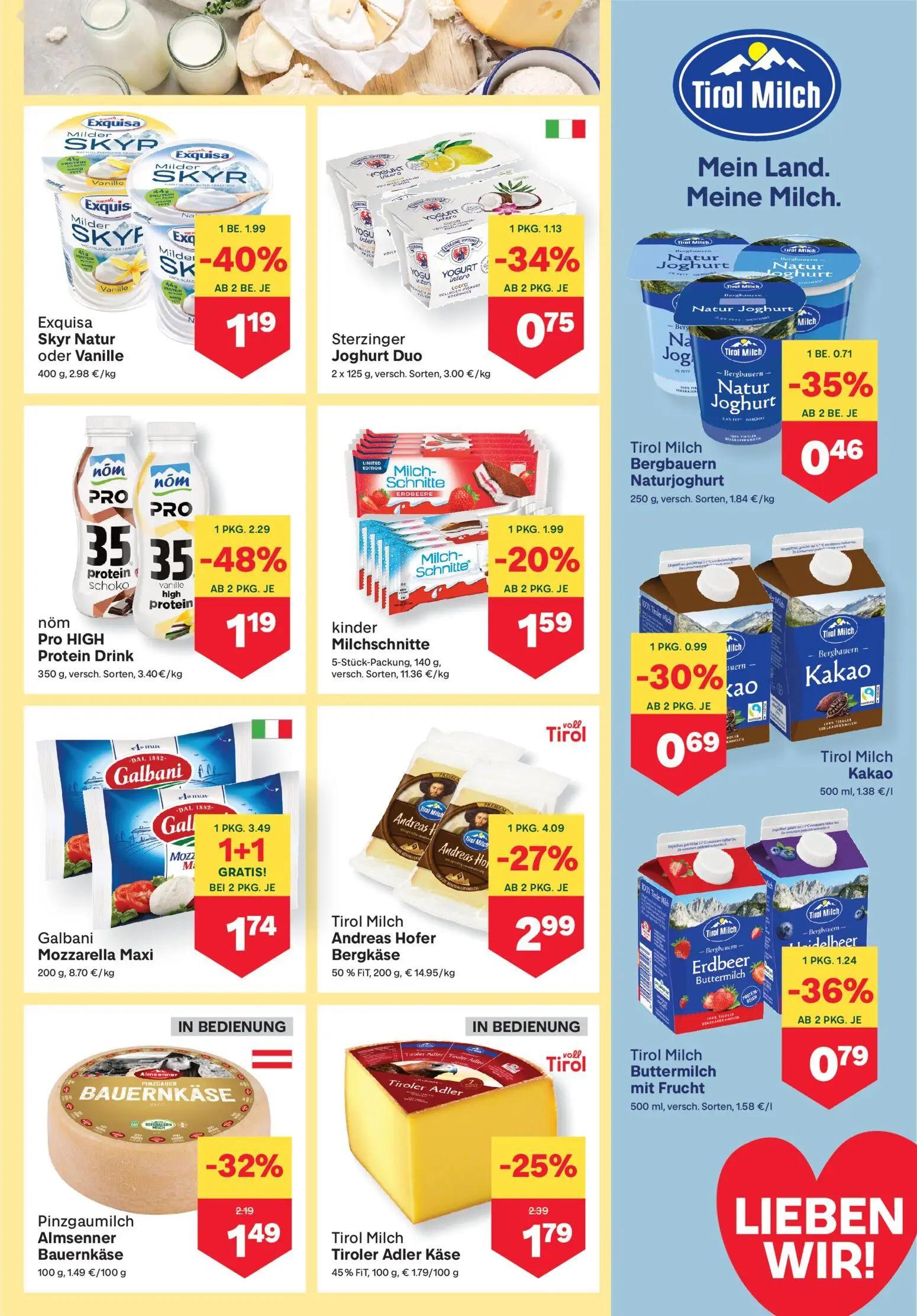 MPREIS Prospekt, Seite 5 von 16 — Tirol Milch Andreas Hofer Bergkäse, Pinzgaumilch Almsenner Bauernkäse, Tirol Milch Tiroler…