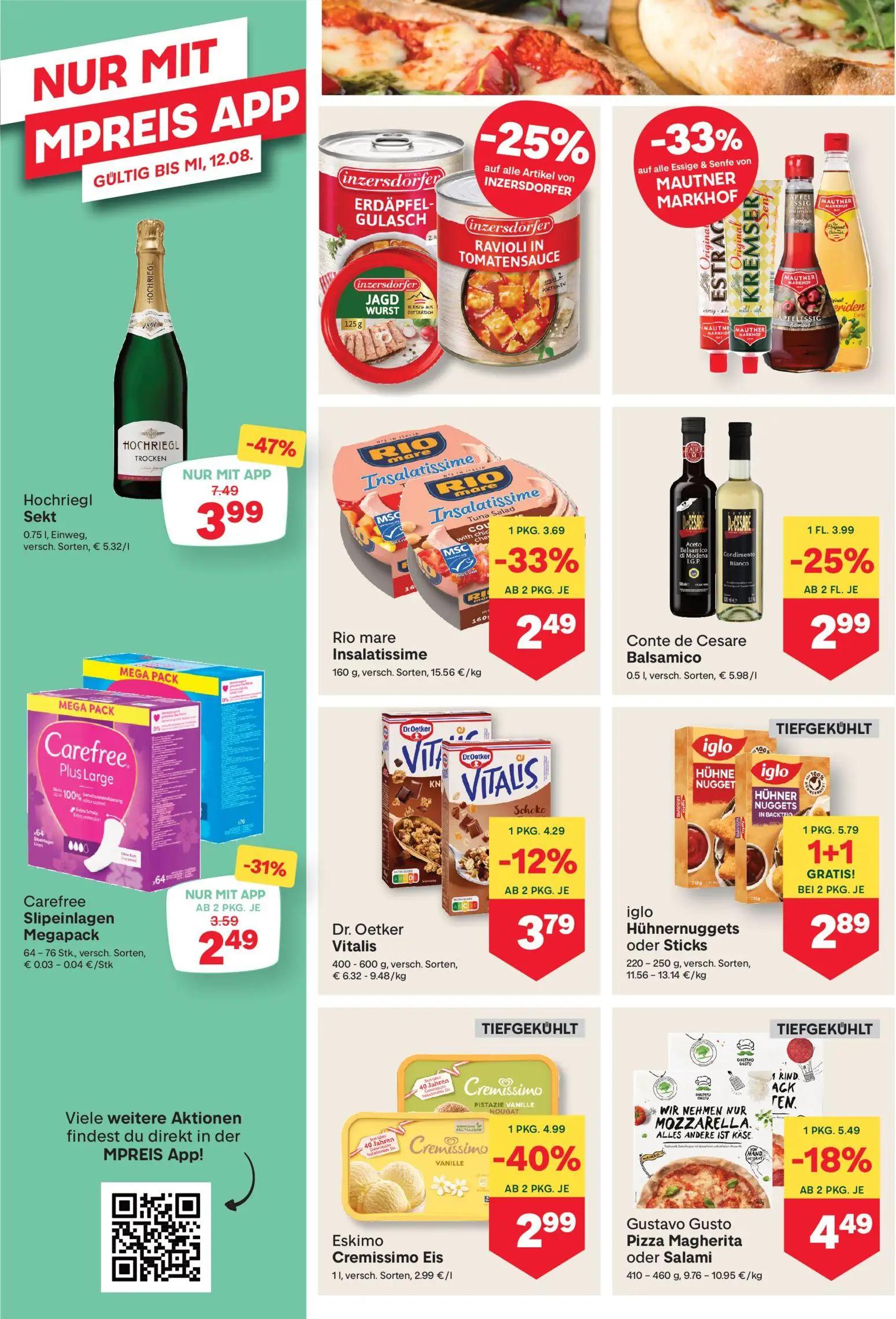 MPREIS Prospekt, Seite 8 von 15 — HOCHRIEGL Sekt Trocken, iglo Hühnernuggets oder Sticks, Eskimo Cremissimo Eis