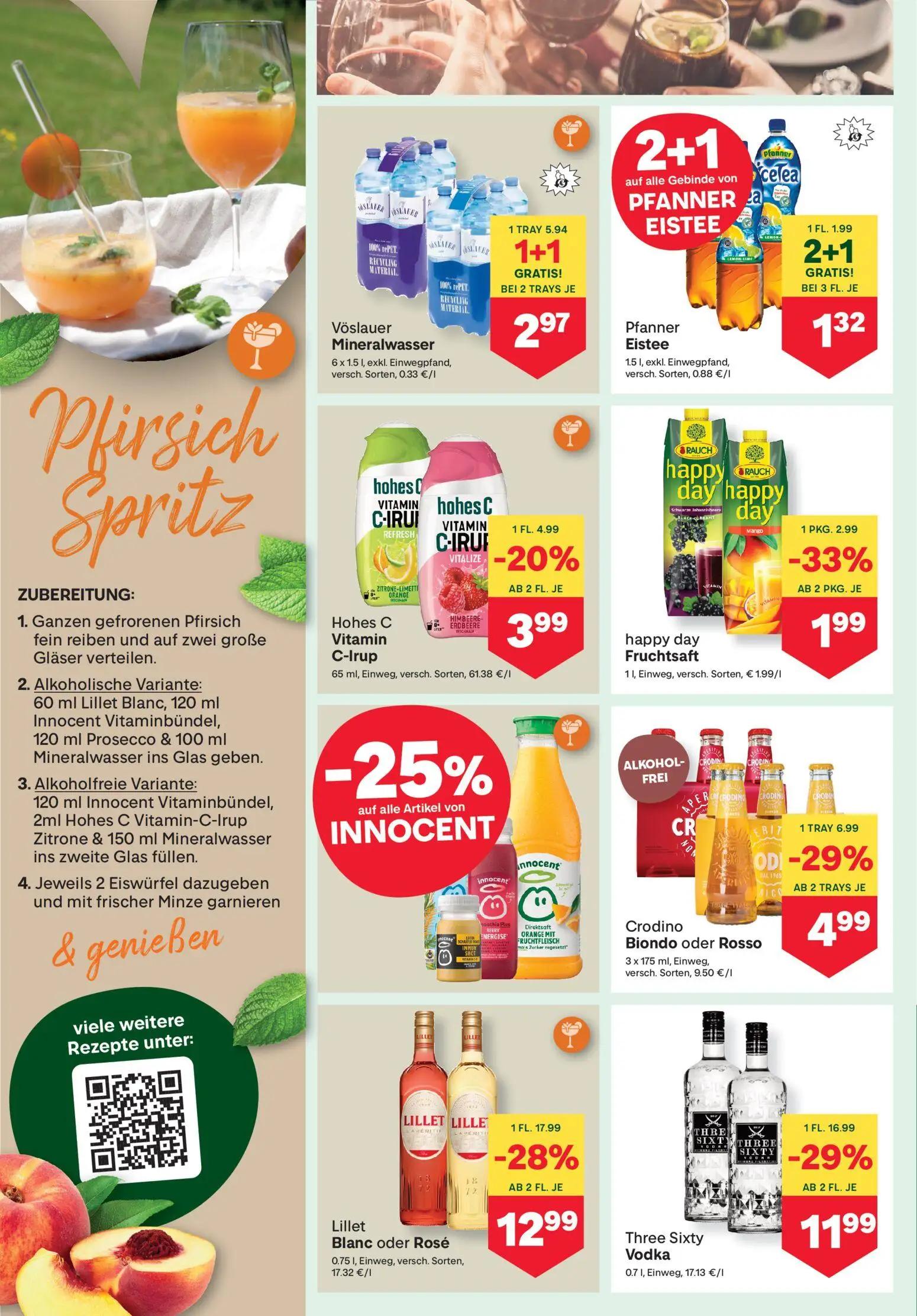 MPREIS Prospekt, Seite 10 von 16 — Vöslauer Mineralwasser, Hohes C Vitamin C-Irup, happy day Fruchtsaft