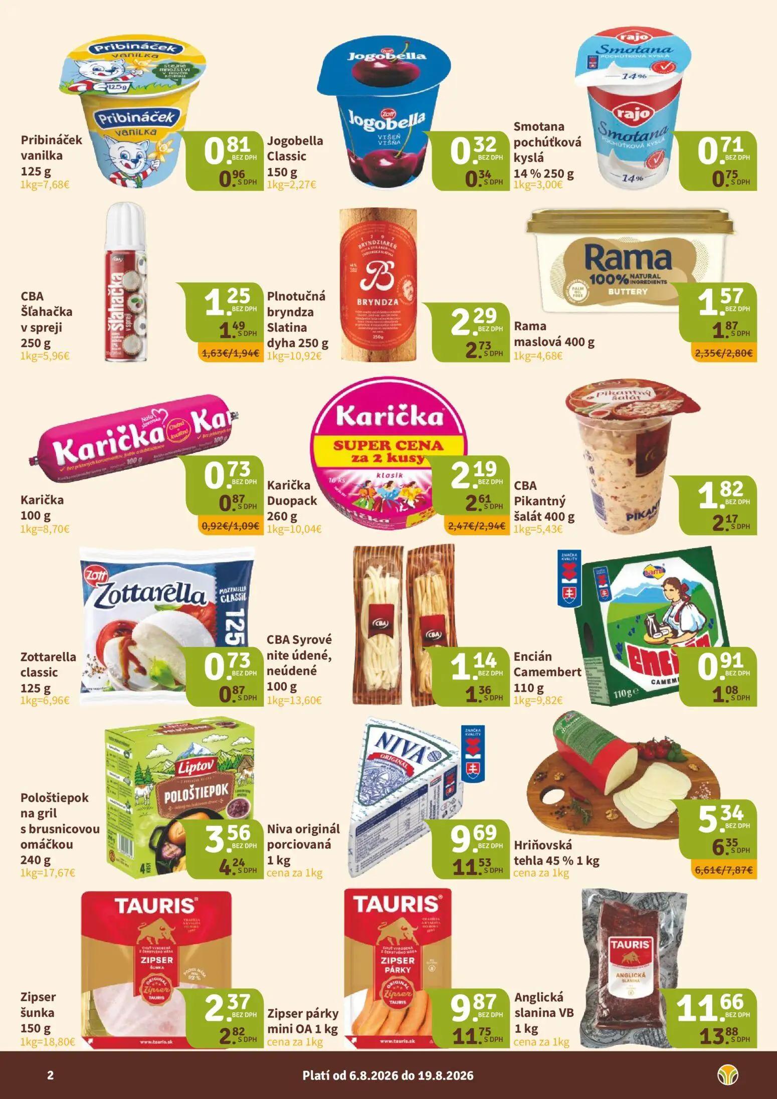 Nitrazdroj leták, strana 2 z 8 — Hriňovská tehla 45%, Anglická slanina VB, Rama maslová