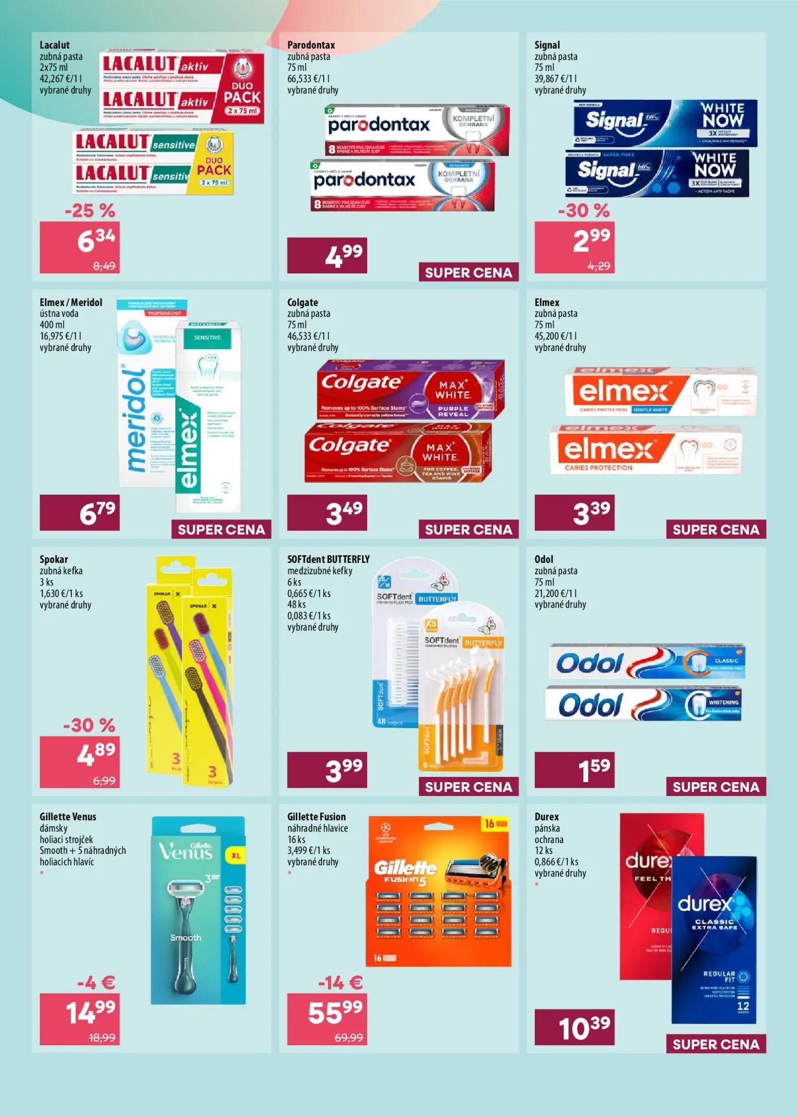 101 Drogerie leták, strana 2 z 16 — Gillette Fusion náhradné hlavice, Gillette Venus dámsky holiaci strojček, Lacalut zubná …