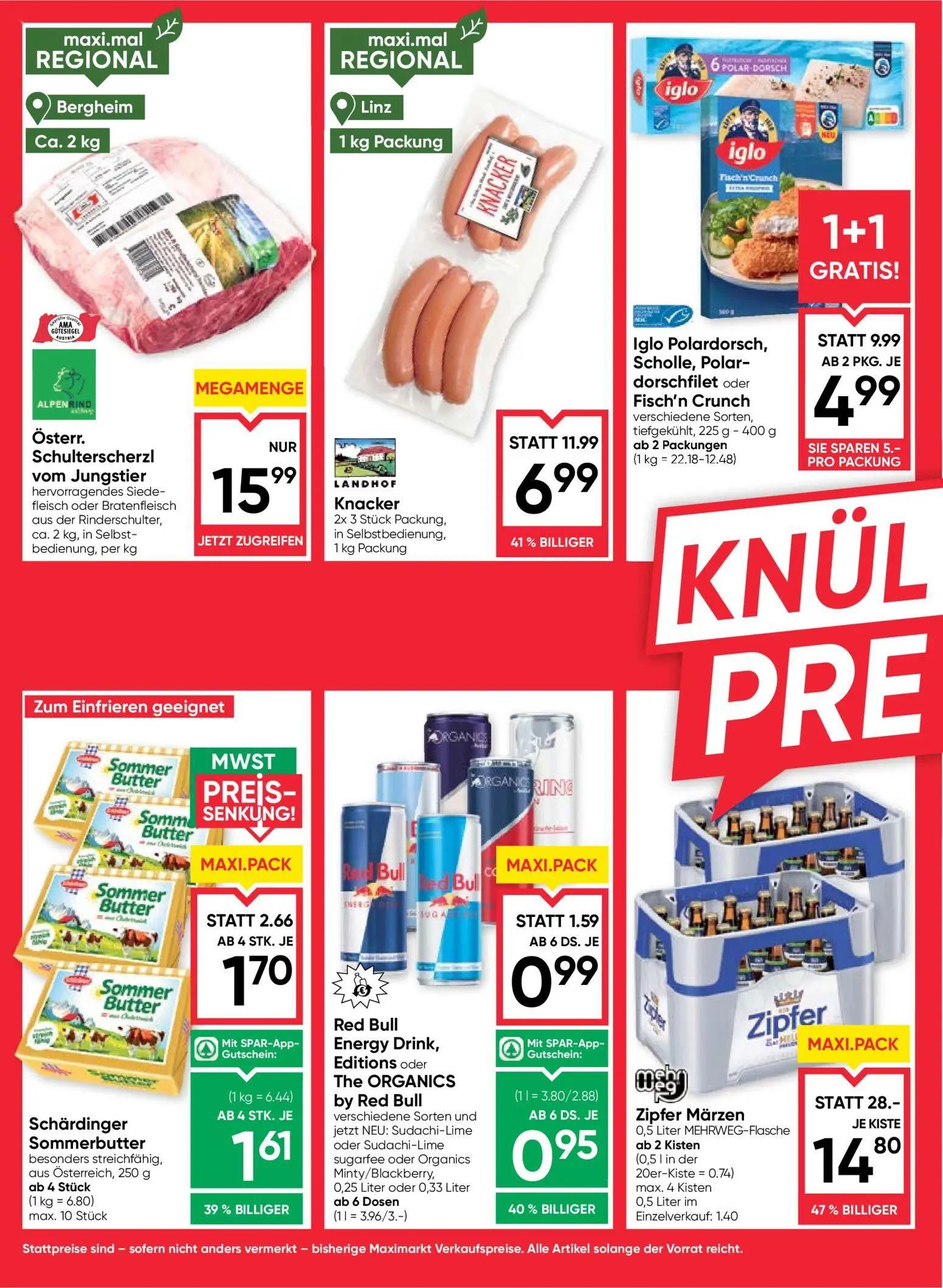 Maximarkt Prospekt, Seite 2 von 24 — Zipfer Märzen, LANDHOF Knacker, Iglo Polardorsch, Scholle, Polardorschfilet oder Fisch'…