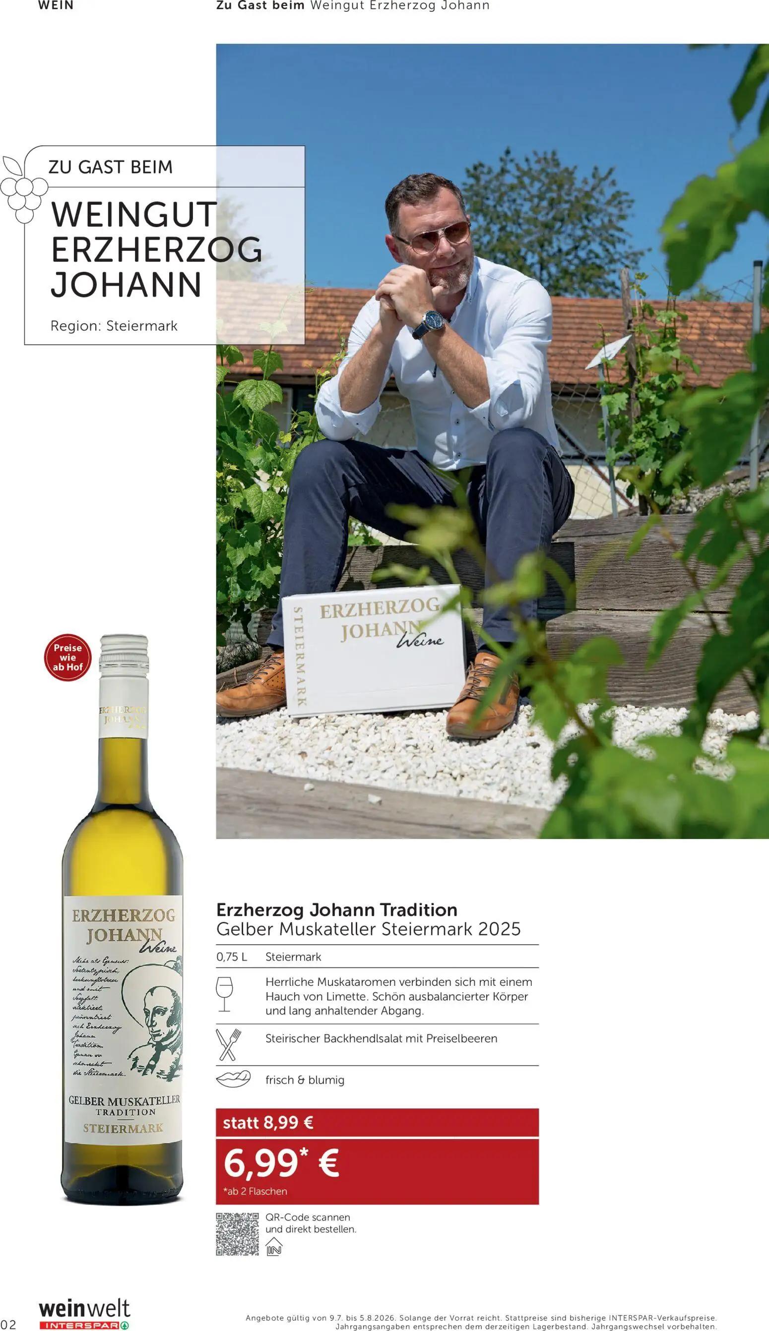 Interspar Prospekt, Seite 2 von 24 — Erzherzog Johann Tradition Gelber Muskateller Steiermark