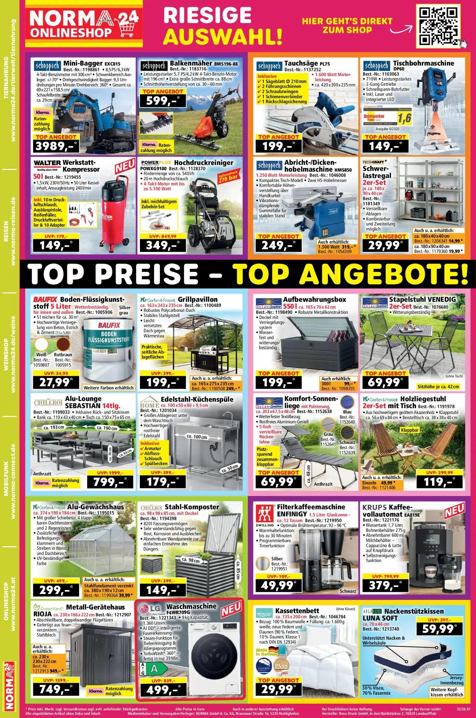 Norma Prospekt, Seite 2 von 2 — Alu-Lounge SEBASTIAN 14tlg., Metall-Gerätehaus RIOJA, Hochdruckreiniger POWXG9100