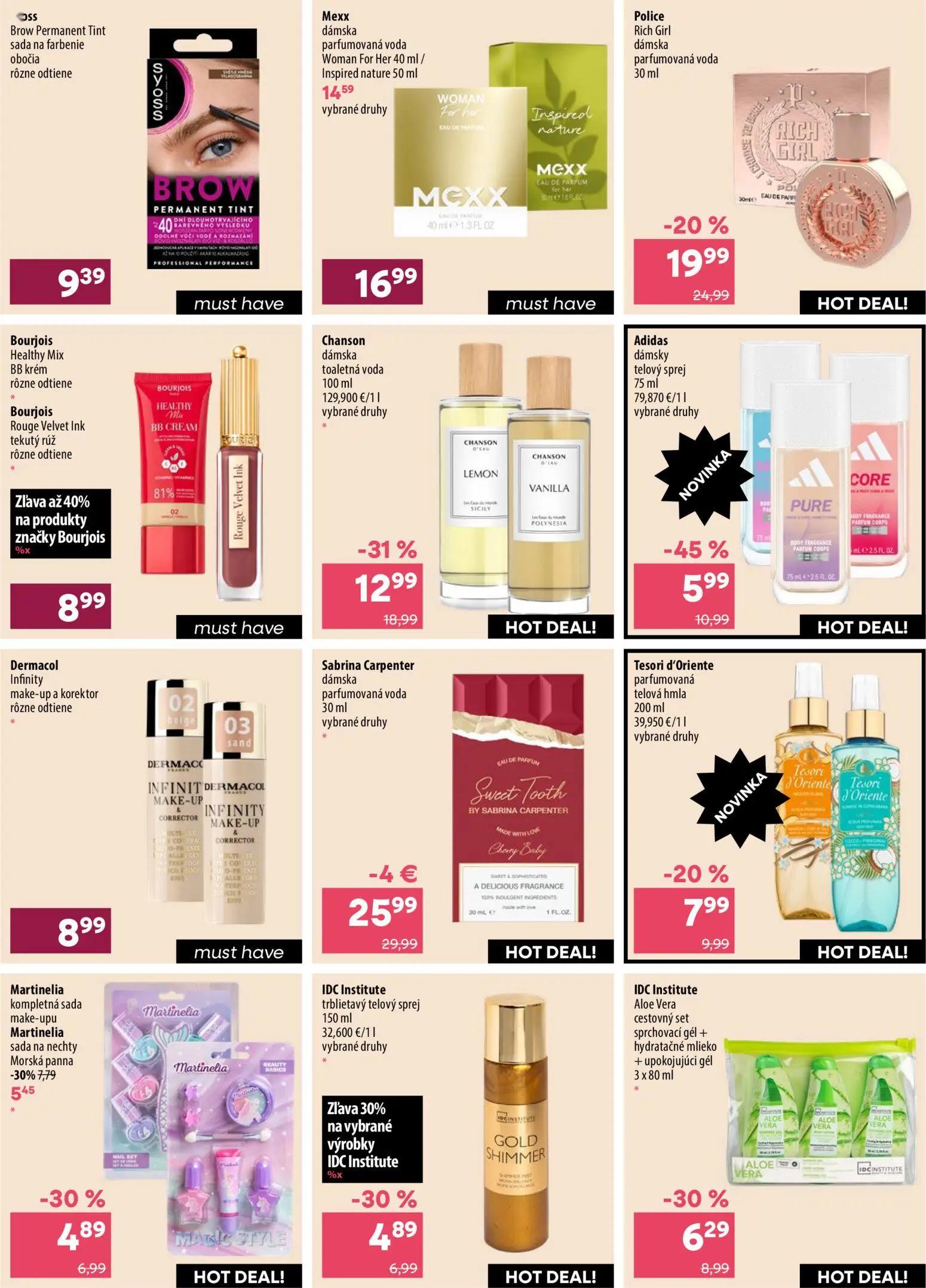 101 Drogerie leták, strana 3 z 8 — Chanson dámska toaletná voda, Bourjois Healthy Mix BB krém, Bourjois Rouge Velvet Ink tek…