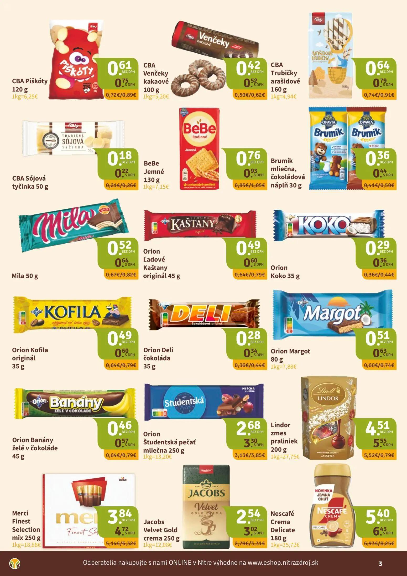 Nitrazdroj leták, strana 3 z 8 — Lindor zmes praliniek, Nescafé Crema Delicate, Merci Finest Selection mix