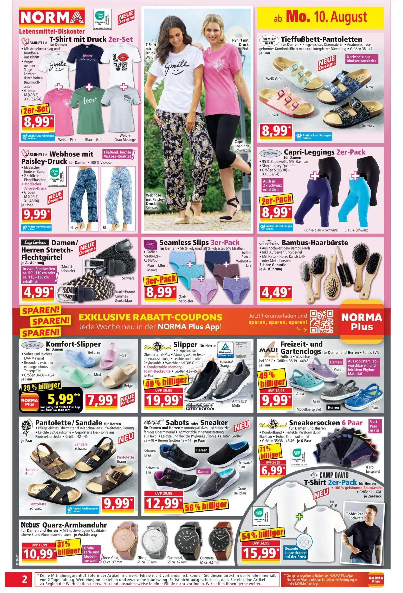 Norma Prospekt, Seite 2 von 18 — Slipper, T-Shirt 2er-Pack, Sneakersocken 6 Paar