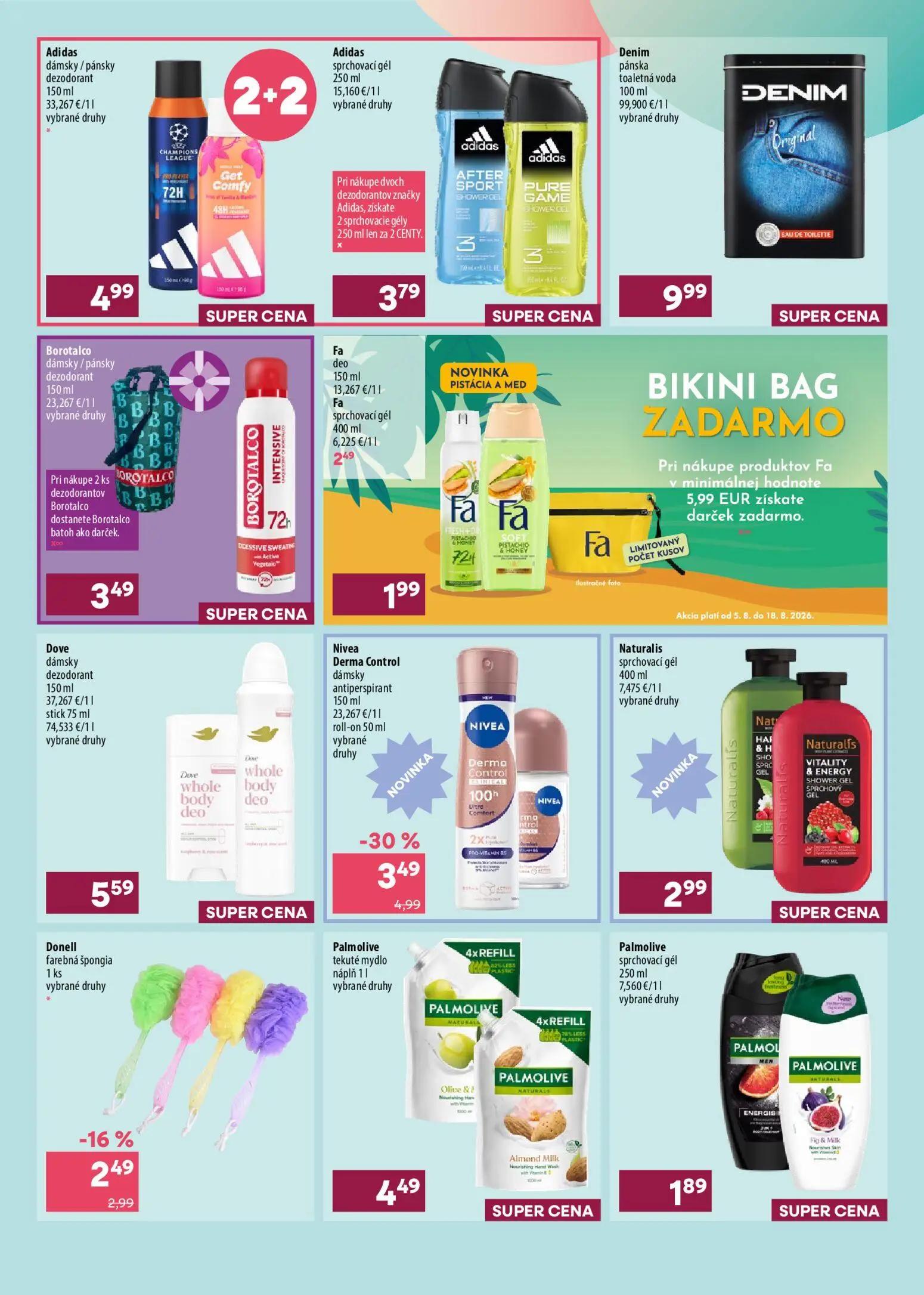 101 Drogerie leták, strana 3 z 16 — Nivea Derma Control dámsky antiperspirant, Nivea roll-on, Donell farebná špongia