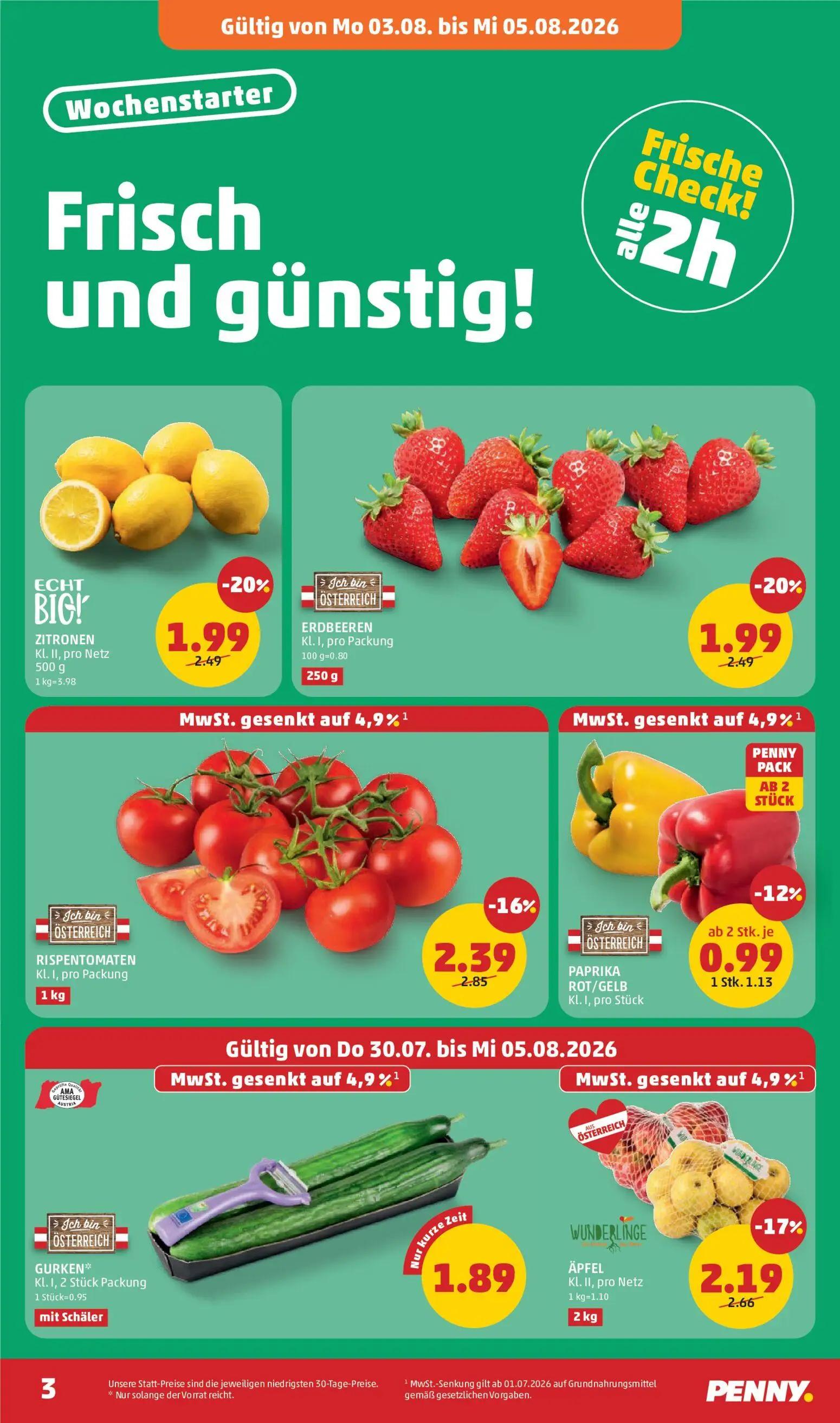 PENNY Prospekt, Seite 3 von 28 — RISPENTOMATEN, PAPRIKA ROT/GELB