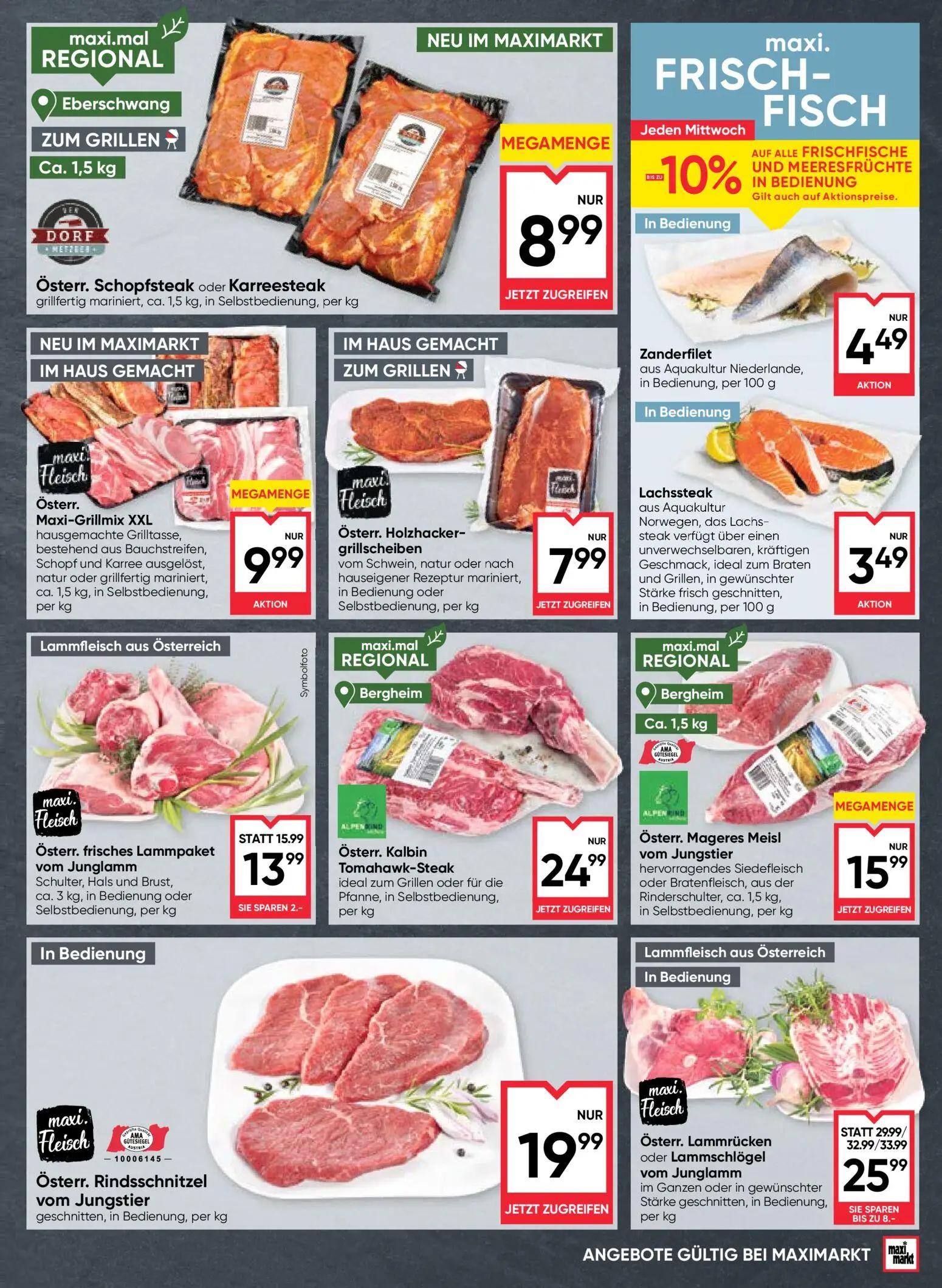 Maximarkt Prospekt, Seite 3 von 24 — Österr. Lammrücken oder Lammschlögel vom Junglamm, Zanderfilet, Lachssteak
