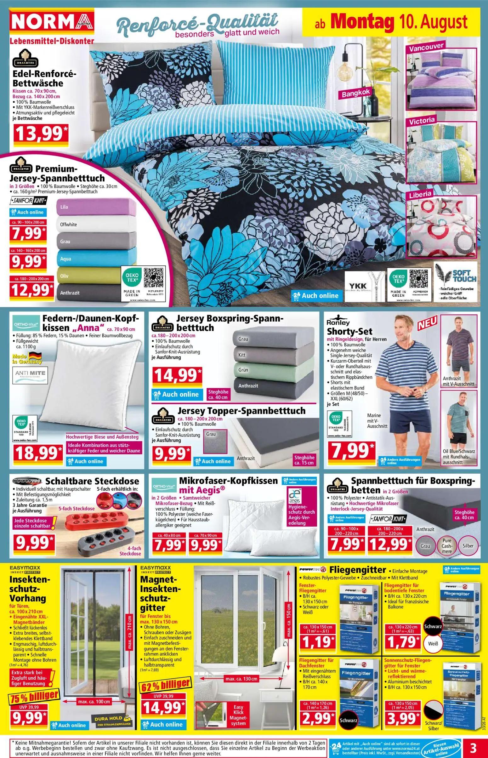 Norma Prospekt, Seite 3 von 18 — Insektenschutz-Vorhang, Magnet-Insektenschutz-gitter, Premium-Jersey-Spannbetttuch