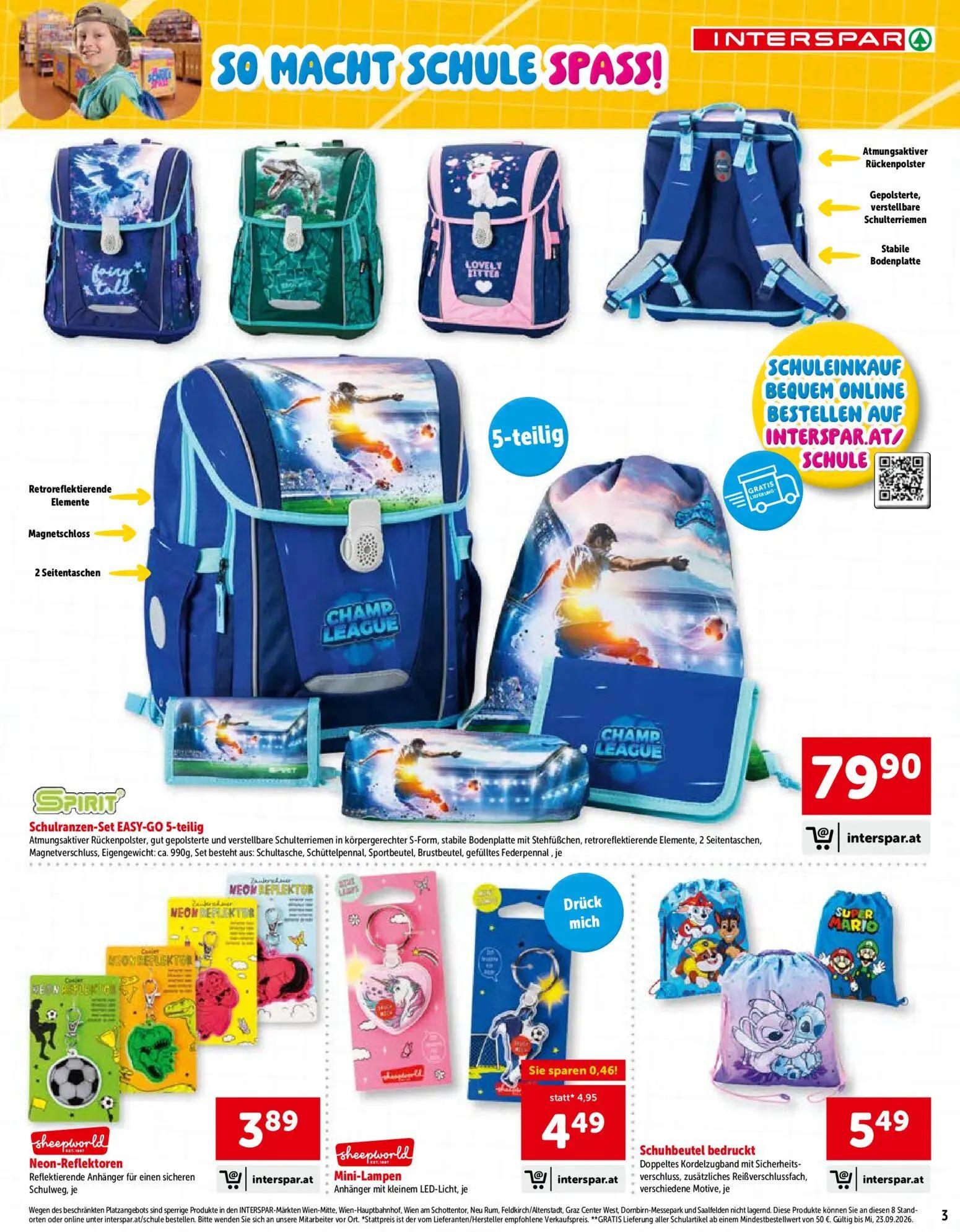 Interspar Prospekt, Seite 3 von 24 — Mini-Lampen, Schulranzen-Set EASY-GO 5-teilig, Neon-Reflektoren