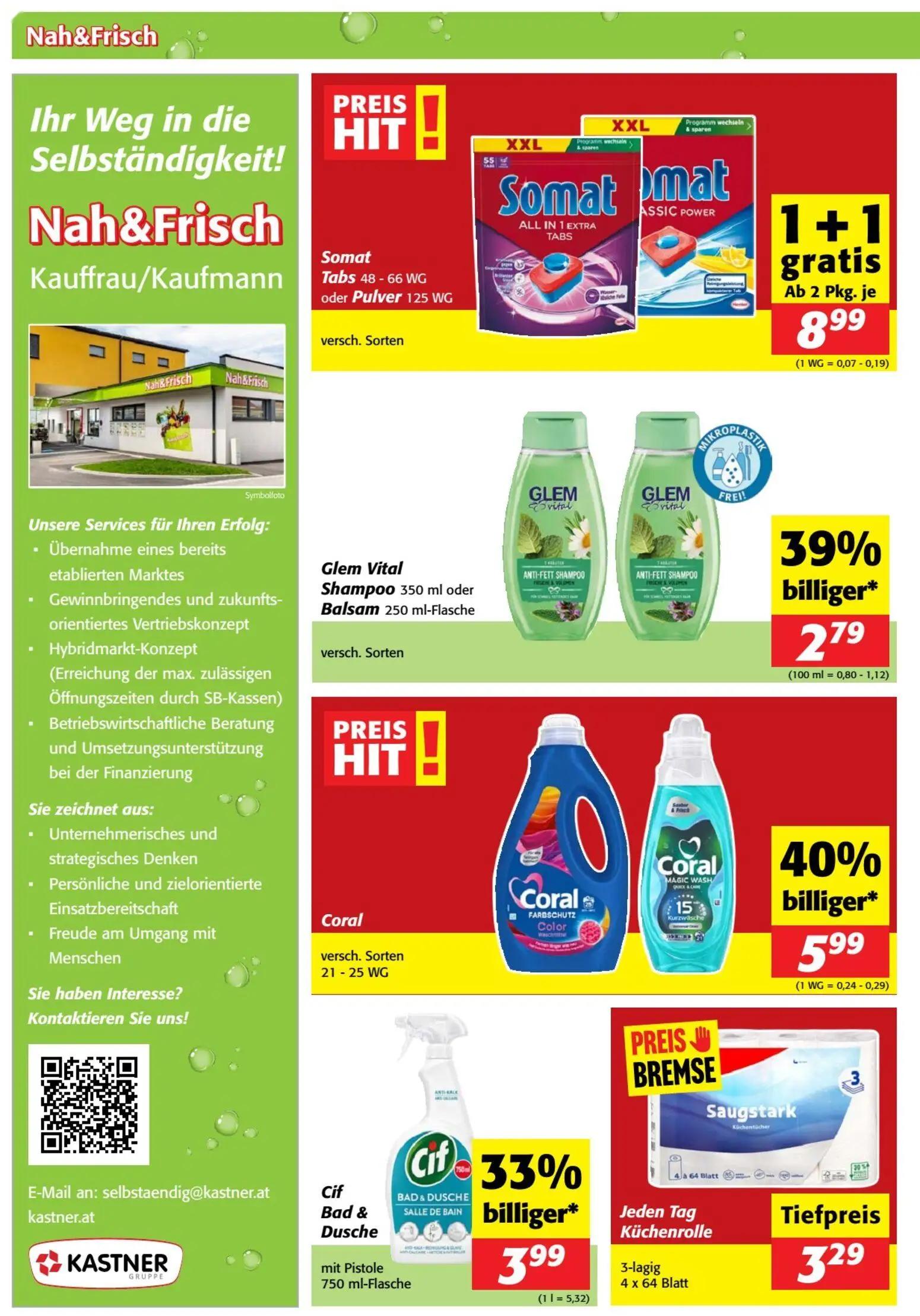 Nah & Frisch Prospekt, Seite 4 von 8 — Somat Tabs, Glem Vital Shampoo, Coral
