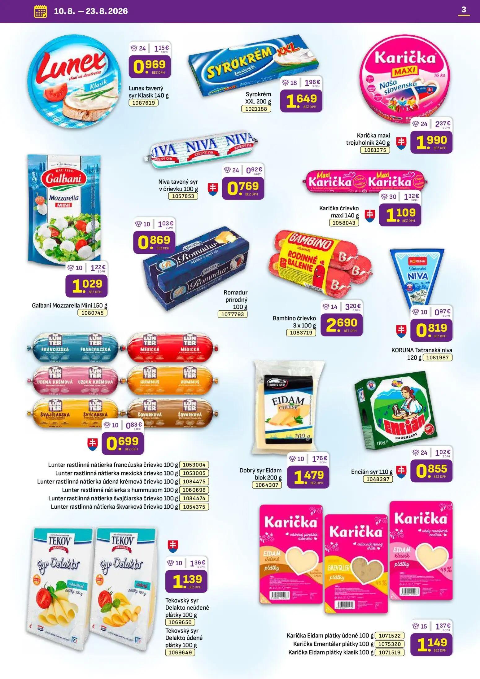 Libex leták, strana 3 z 36 — Bambino črievko, Karička maxi trojuholník, Syrokrém XXL