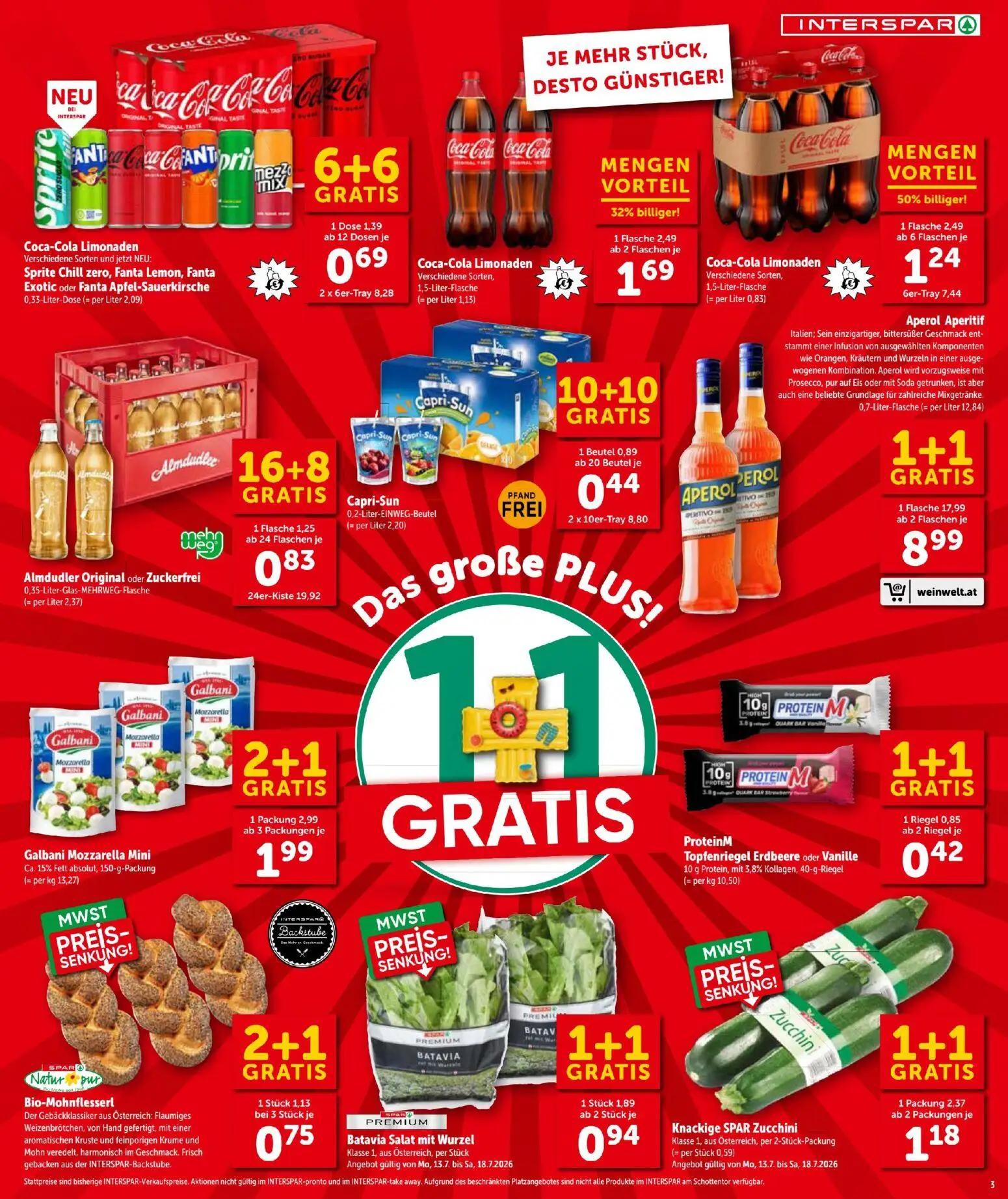 Interspar Prospekt, Seite 4 von 22 — Aperol Aperitif, Knackige SPAR Zucchini, Batavia Salat mit Wurzel
