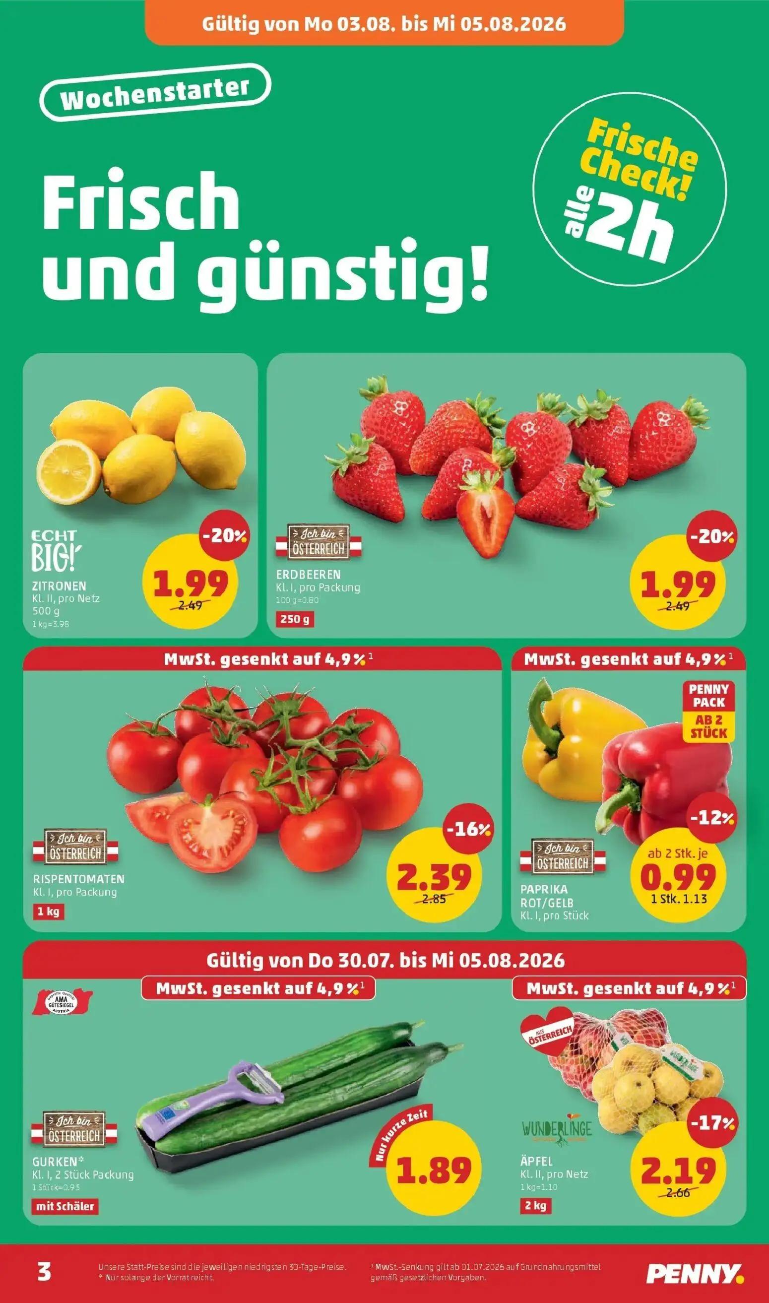 PENNY Prospekt, Seite 3 von 28 — GURKEN, ZITRONEN, ERDBEEREN