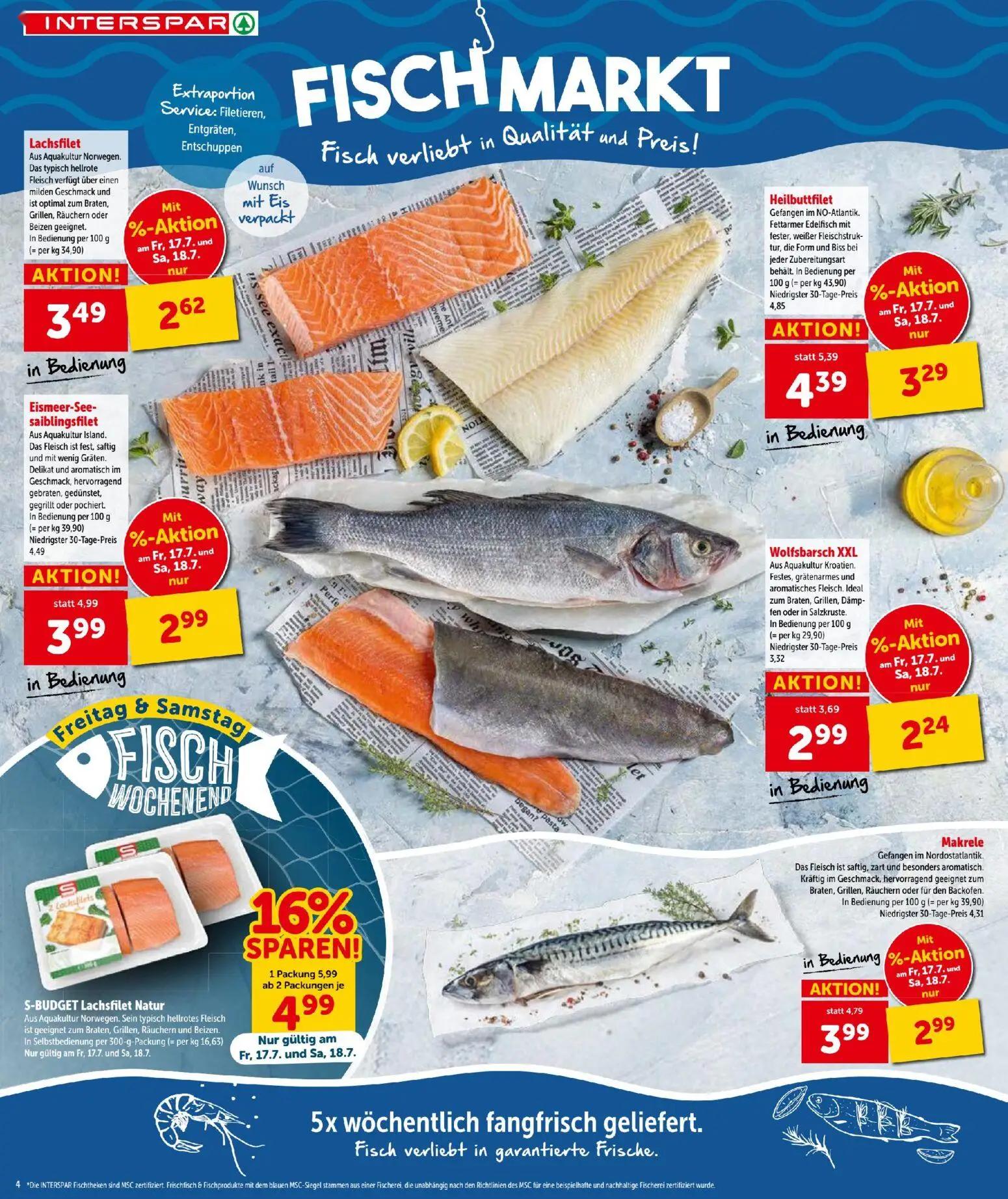 Interspar Prospekt, Seite 5 von 22 — S-BUDGET Lachsfilet Natur, Lachsfilet