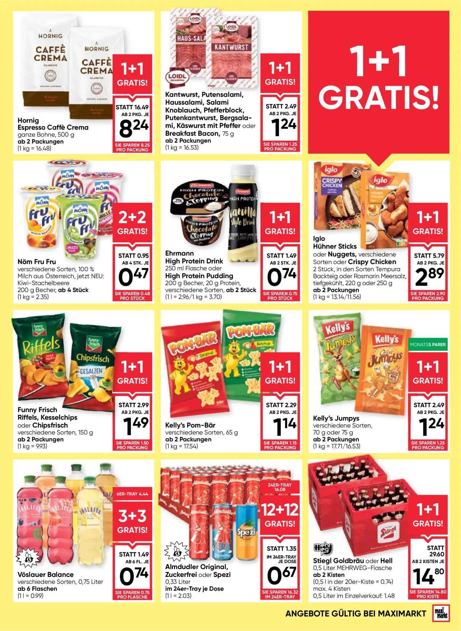Maximarkt Prospekt, Seite 5 von 24 — Stiegl Goldbräu oder Hell, Funny Frisch Riffels, Kesselchips oder Chipsfrisch, Kelly's …