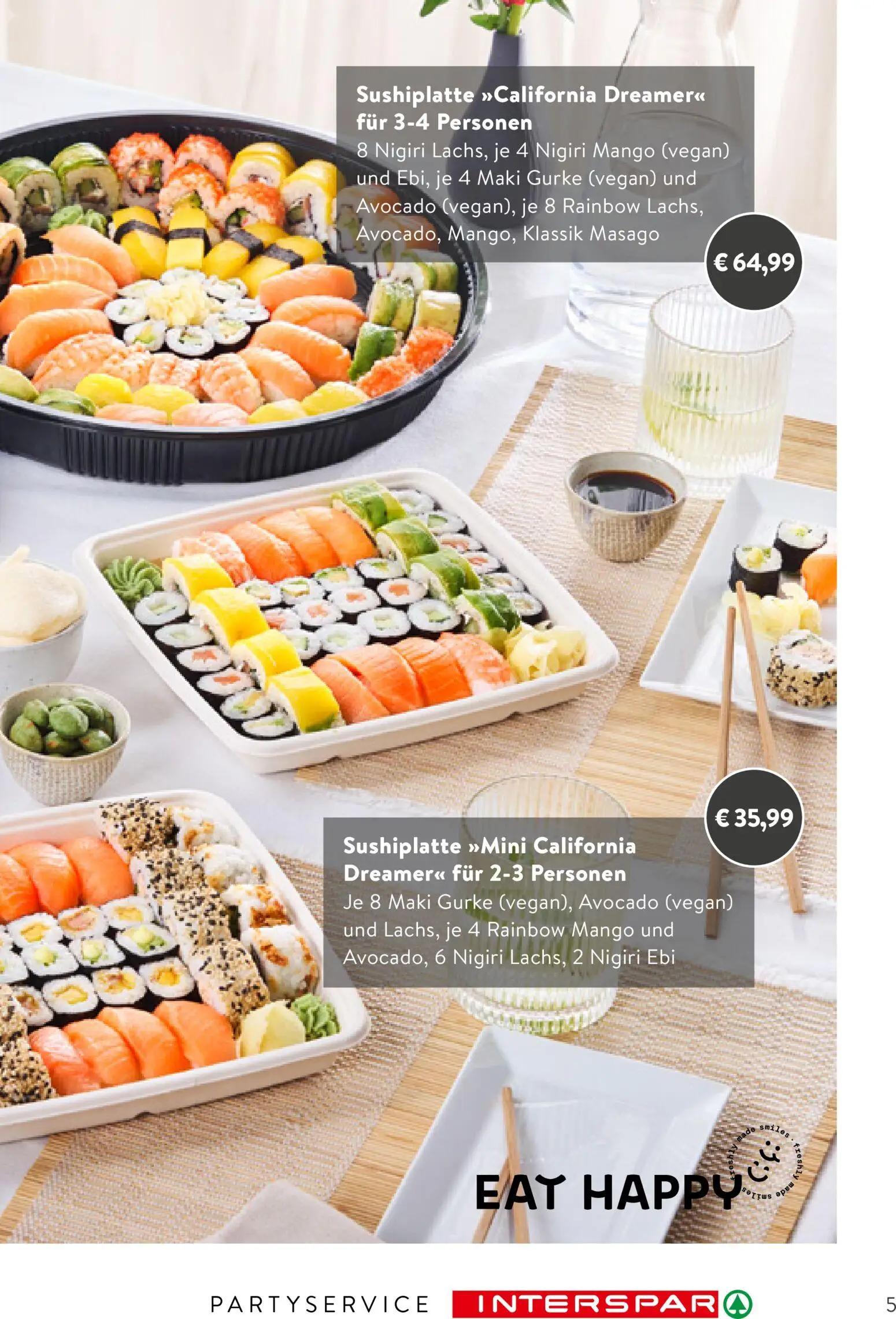 Interspar Prospekt, Seite 5 von 24 — Sushiplatte "California Dreamer", Sushiplatte "Mini California Dreamer"