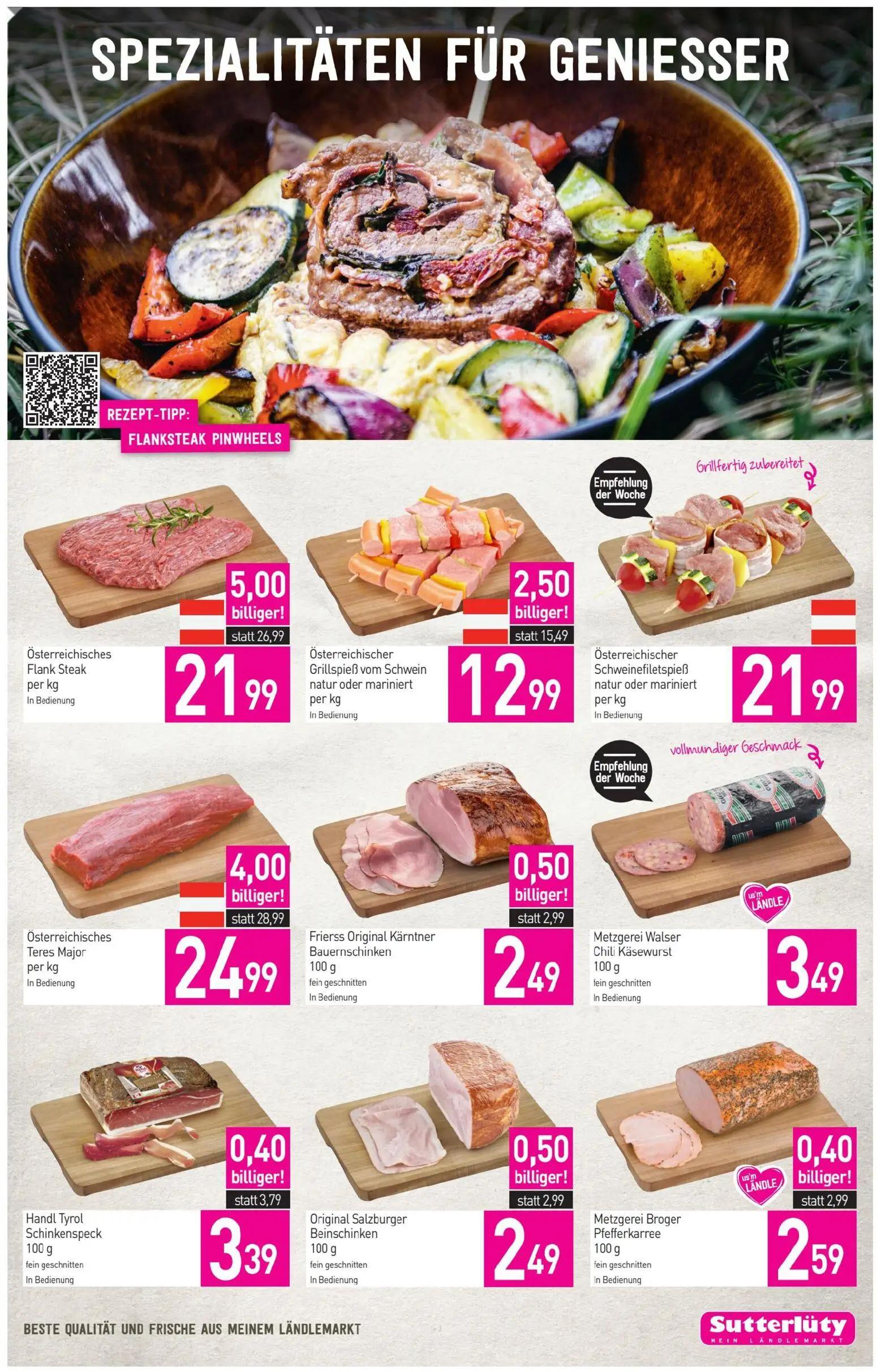 Sutterlüty Prospekt, Seite 5 von 12 — Österreichisches Flank Steak, Österreichisches Teres Major, Österreichischer Grillspie…