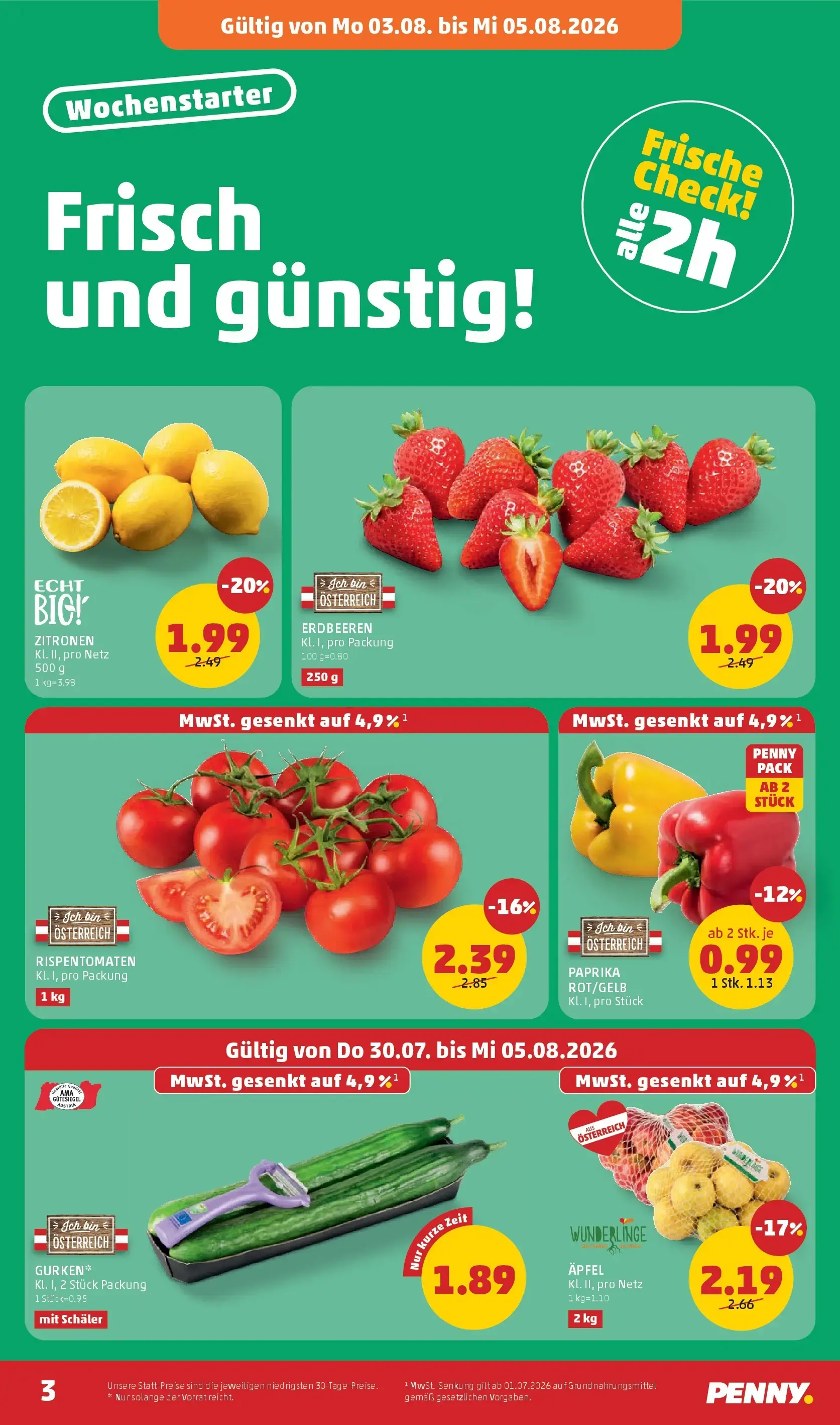 PENNY Prospekt, Seite 3 von 28 — ZITRONEN, ERDBEEREN, WUNDERLINGE ÄPFEL