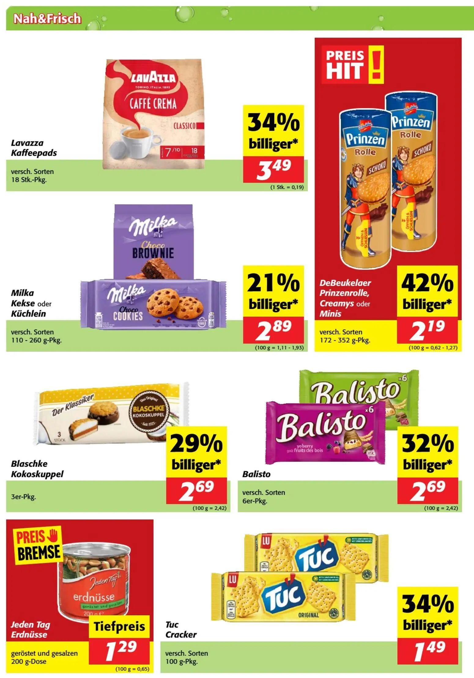Nah & Frisch Prospekt, Seite 6 von 8 — Lavazza Kaffeepads, DeBeukelaer Prinzenrolle, Creamys oder Minis, Milka Kekse oder Kü…