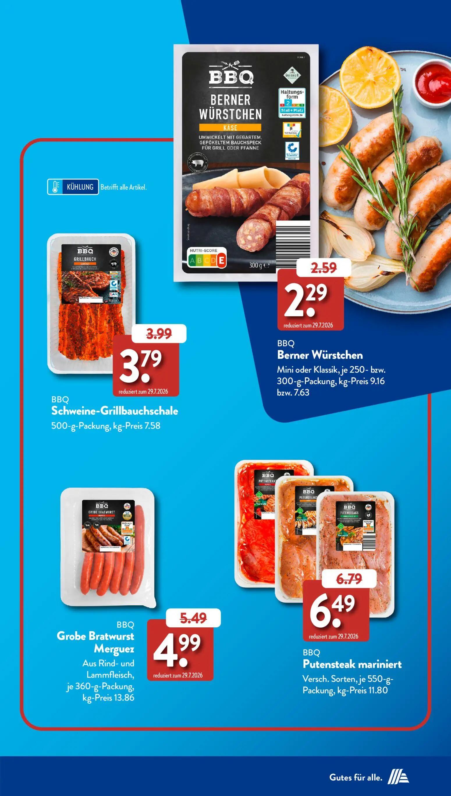 Aldi Süd Prospekt, Seite 3 von 50 — Grobe Bratwurst Merguez, Berner Würstchen, Putensteak mariniert