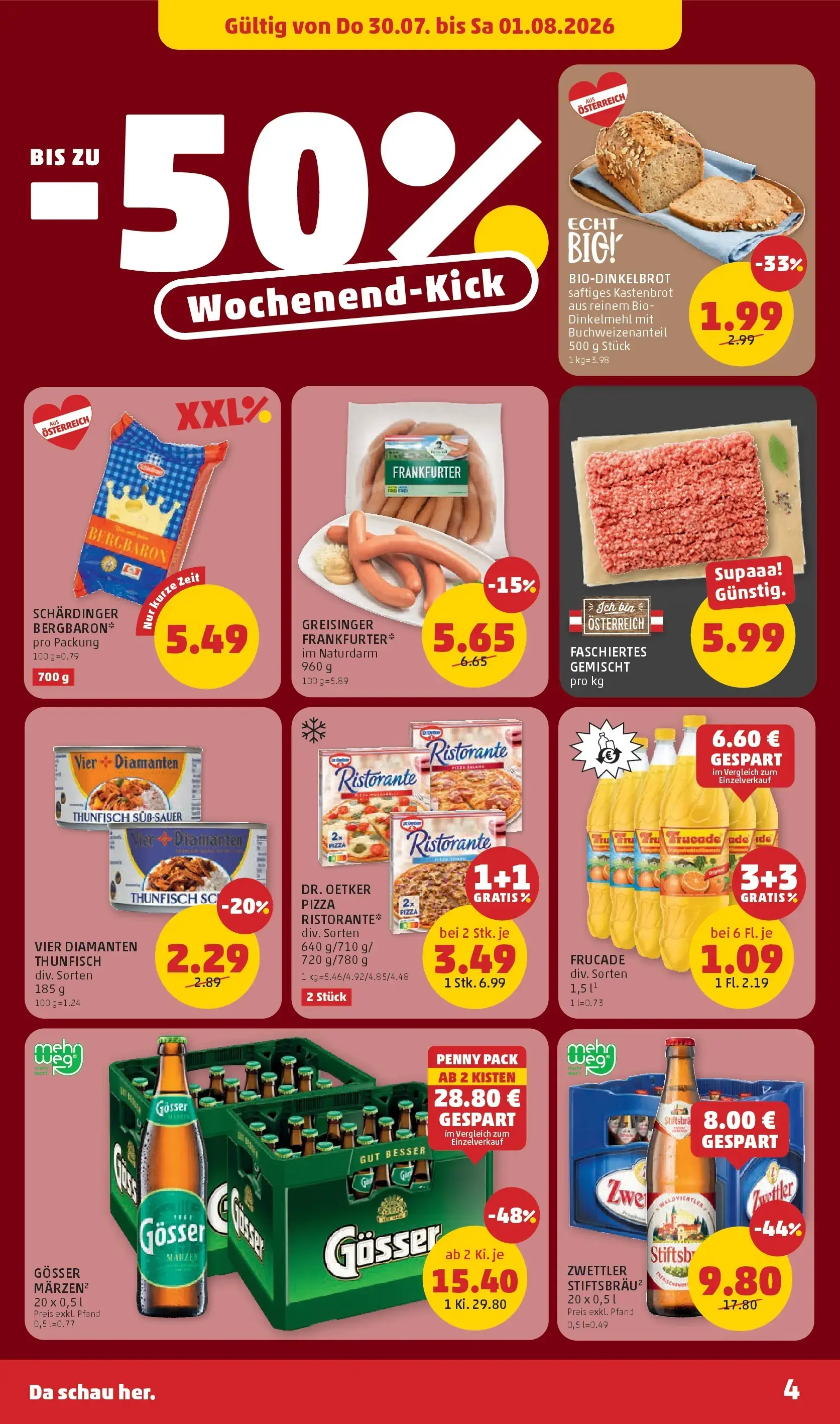 PENNY Prospekt, Seite 4 von 28 — GÖSSER MÄRZEN, ZWETTLER STIFTSBRÄU, DR. OETKER PIZZA RISTORANTE
