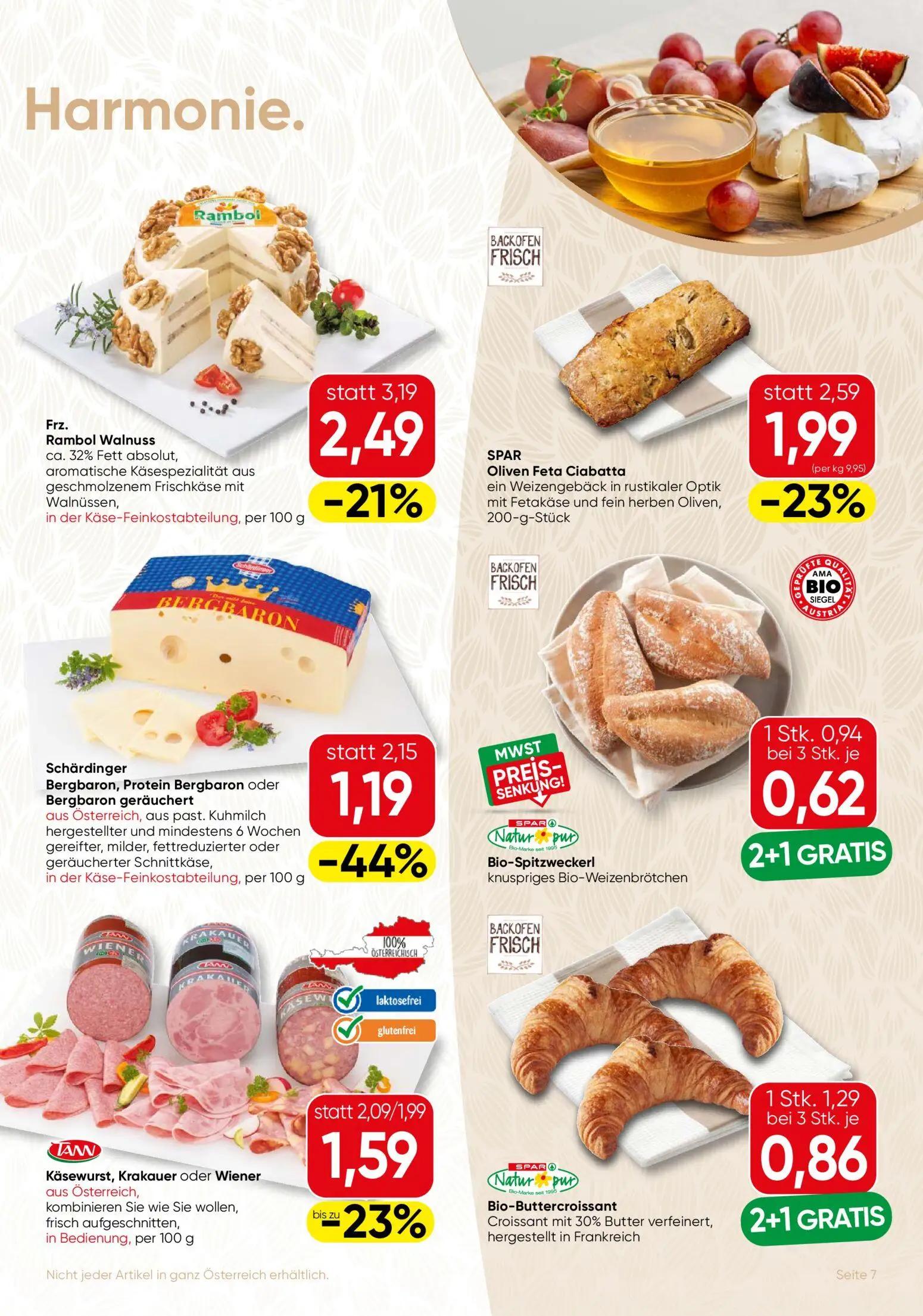 Spar Gourmet Prospekt, Seite 7 von 12 — Bergbaron, Protein Bergbaron oder Bergbaron geräuchert, Rambol Walnuss, Oliven Feta …