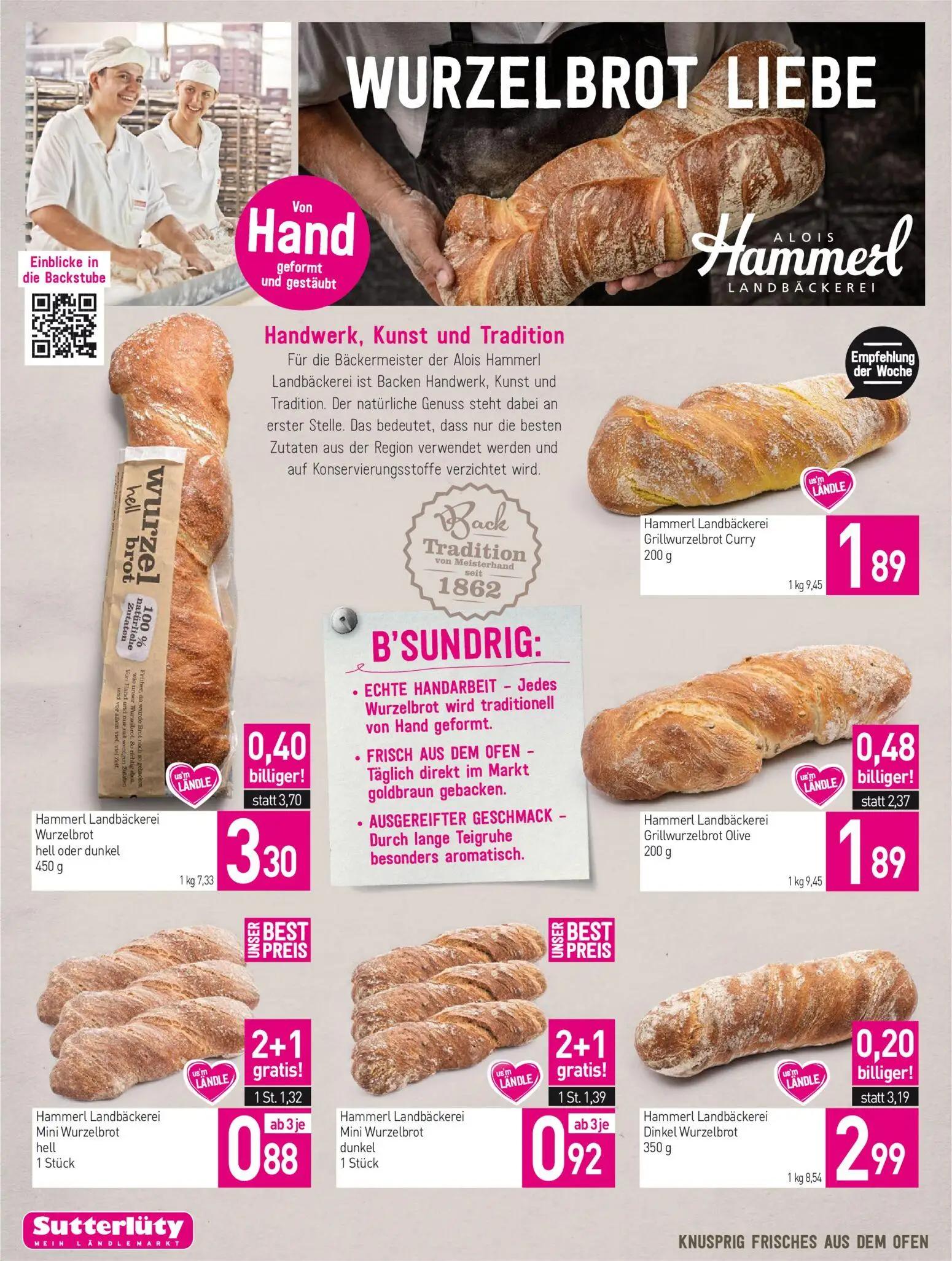 Sutterlüty Prospekt, Seite 6 von 20 — Grillwurzelbrot Olive, Mini Wurzelbrot dunkel, Mini Wurzelbrot hell