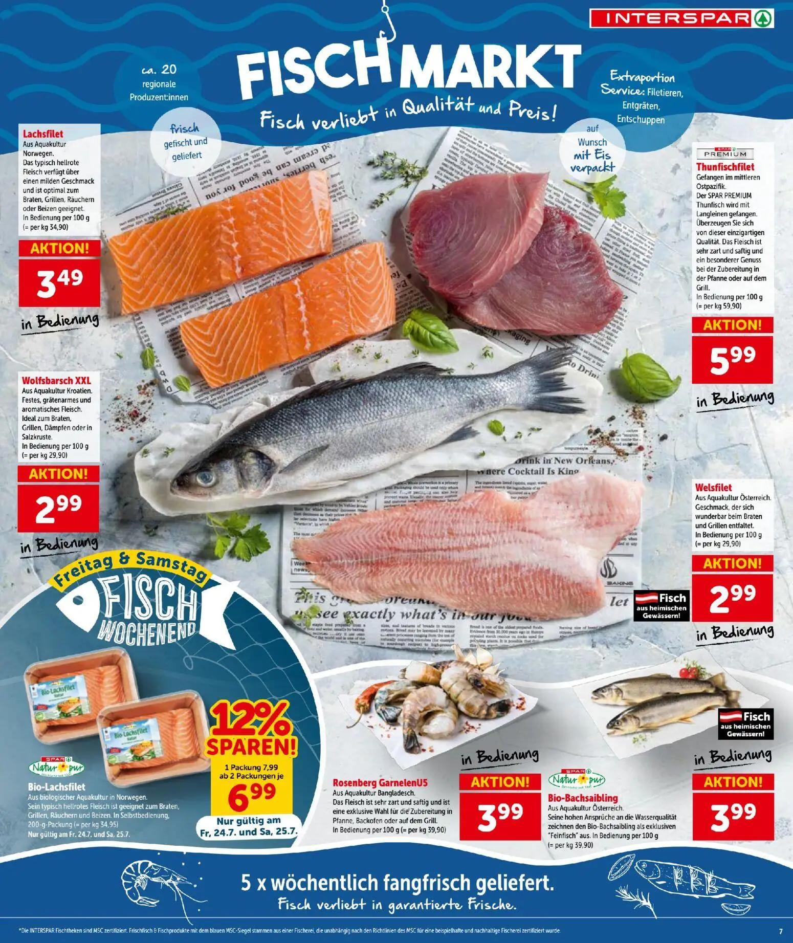 Interspar Prospekt, Seite 7 von 16 — Bio-Lachsfilet, Lachsfilet, Thunfischfilet