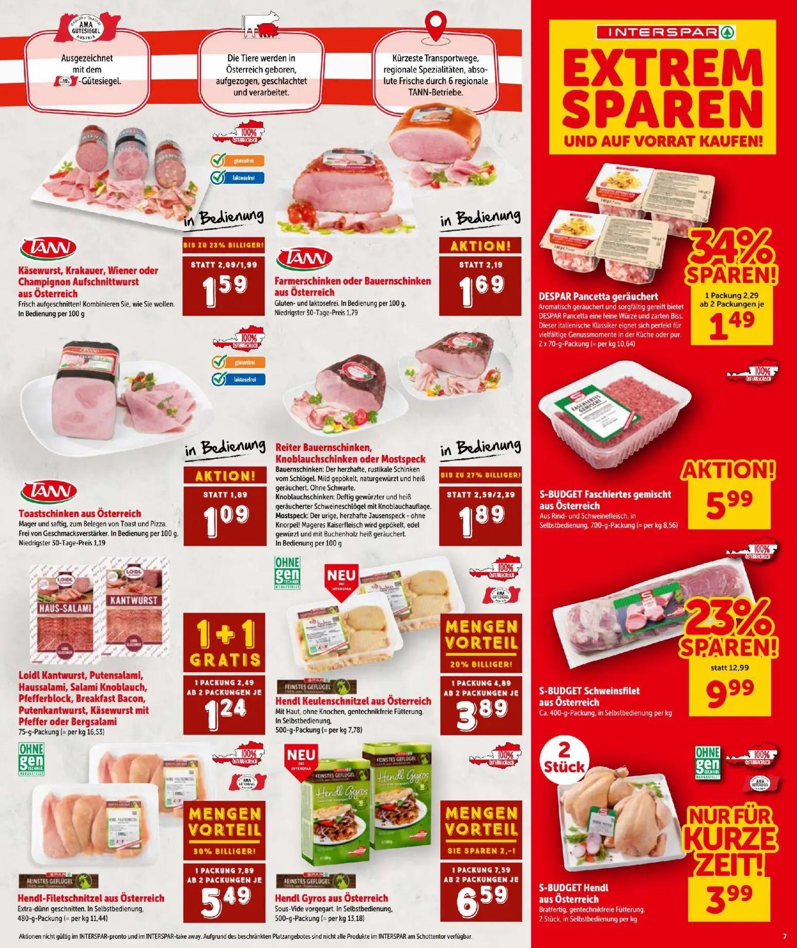 Interspar Prospekt, Seite 7 von 20 — Hendl Keulenschnitzel aus Österreich