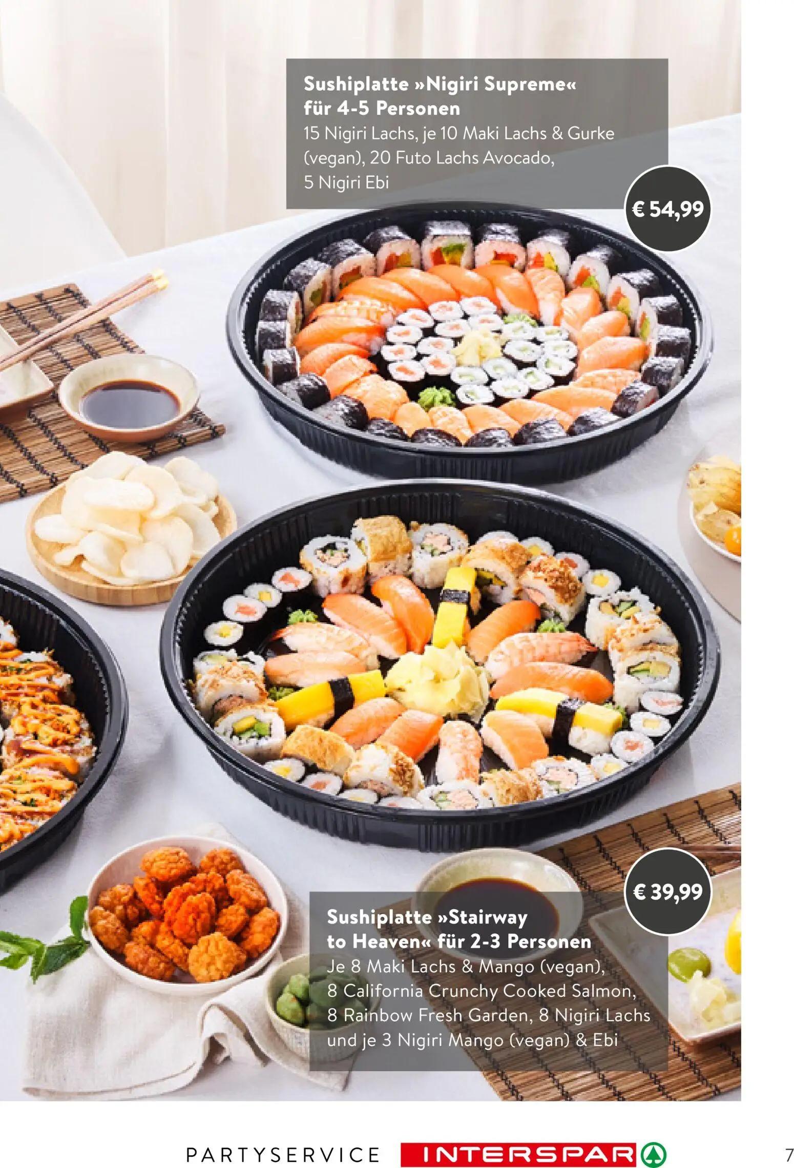 Interspar Prospekt, Seite 7 von 24 — Sushiplatte "Nigiri Supreme", Sushiplatte "Stairway to Heaven"