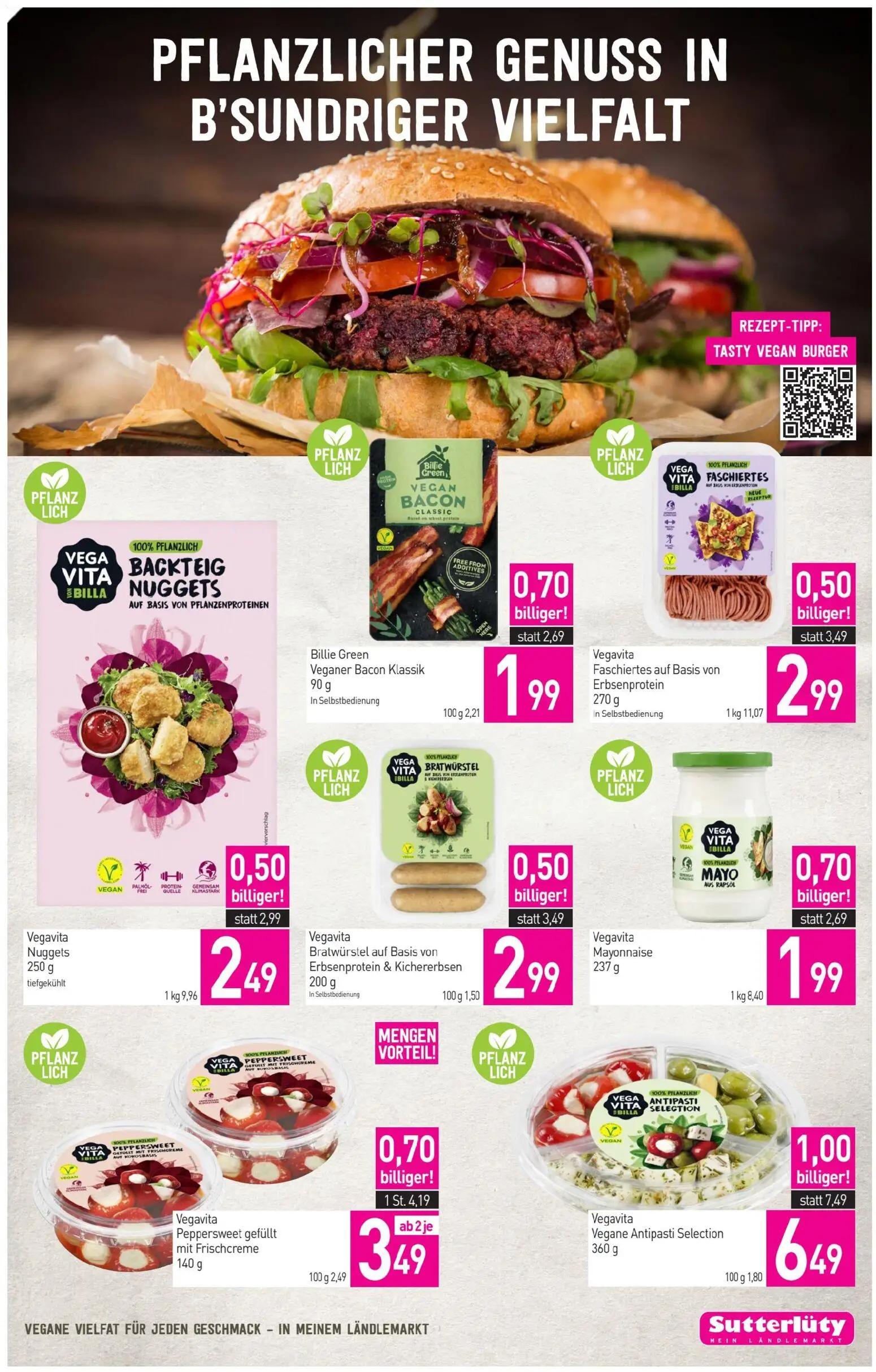 Sutterlüty Prospekt, Seite 7 von 12 — Vegavita Vegane Antipasti Selection, Billie Green Veganer Bacon Klassik, Vegavita Mayo…